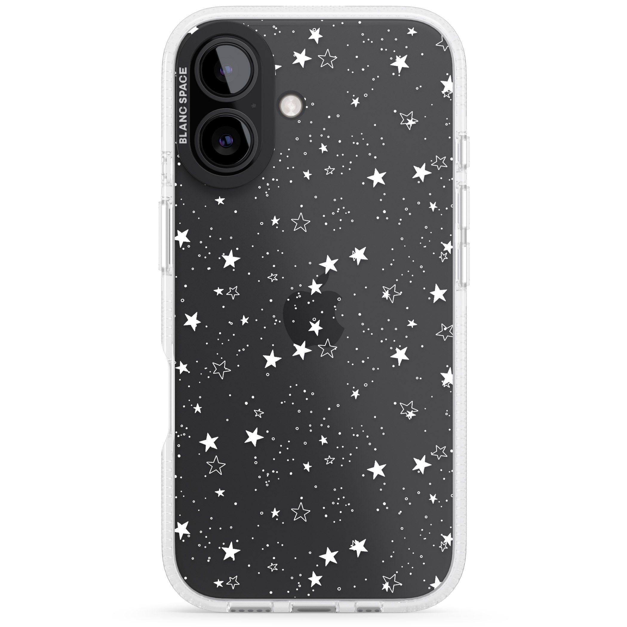 White Stars on Clear iPhone 16 / 16 Plus Clear Case Impact Air - Blanc Space