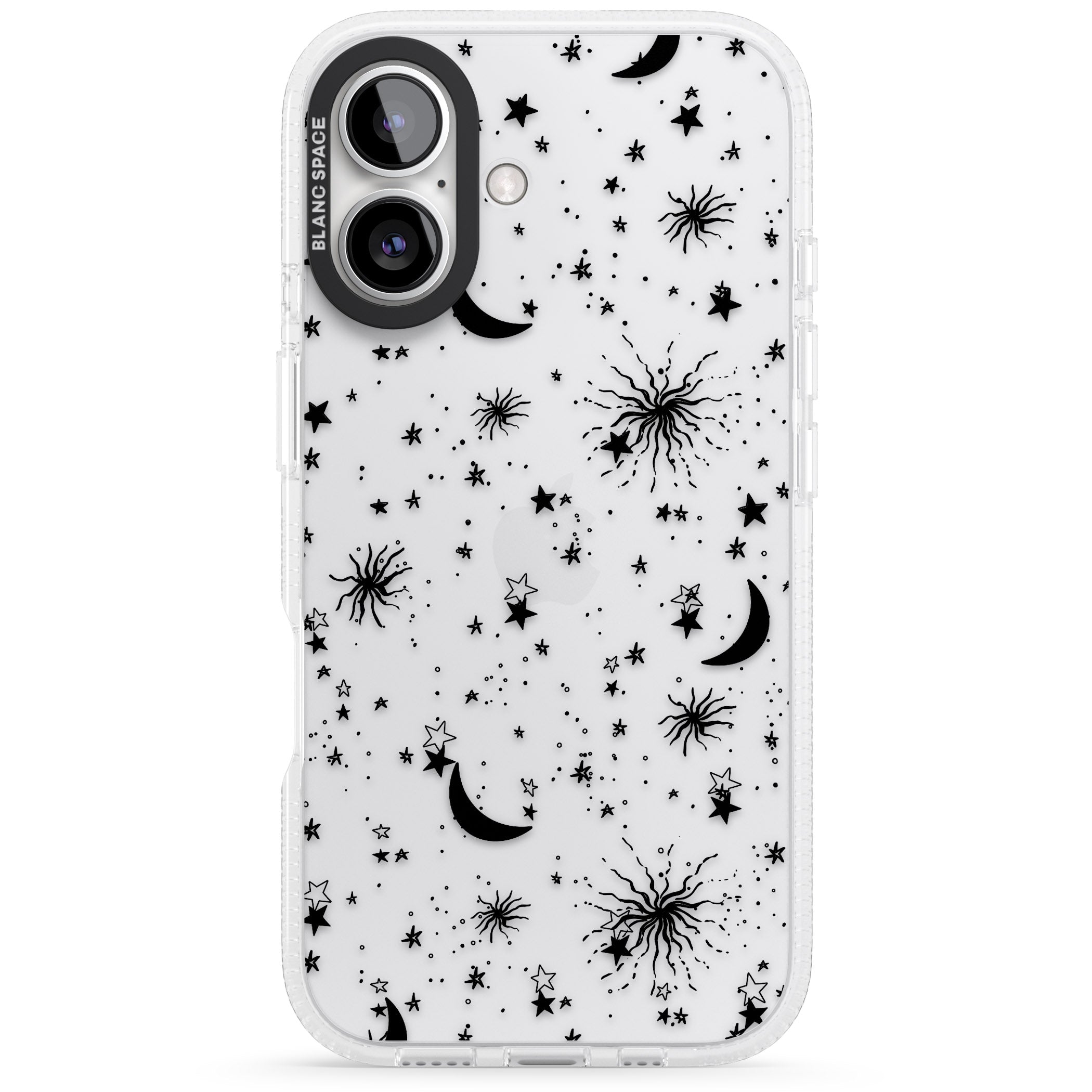 Moons & Stars iPhone 16 / 16 Plus Clear Case Impact Air - Blanc Space