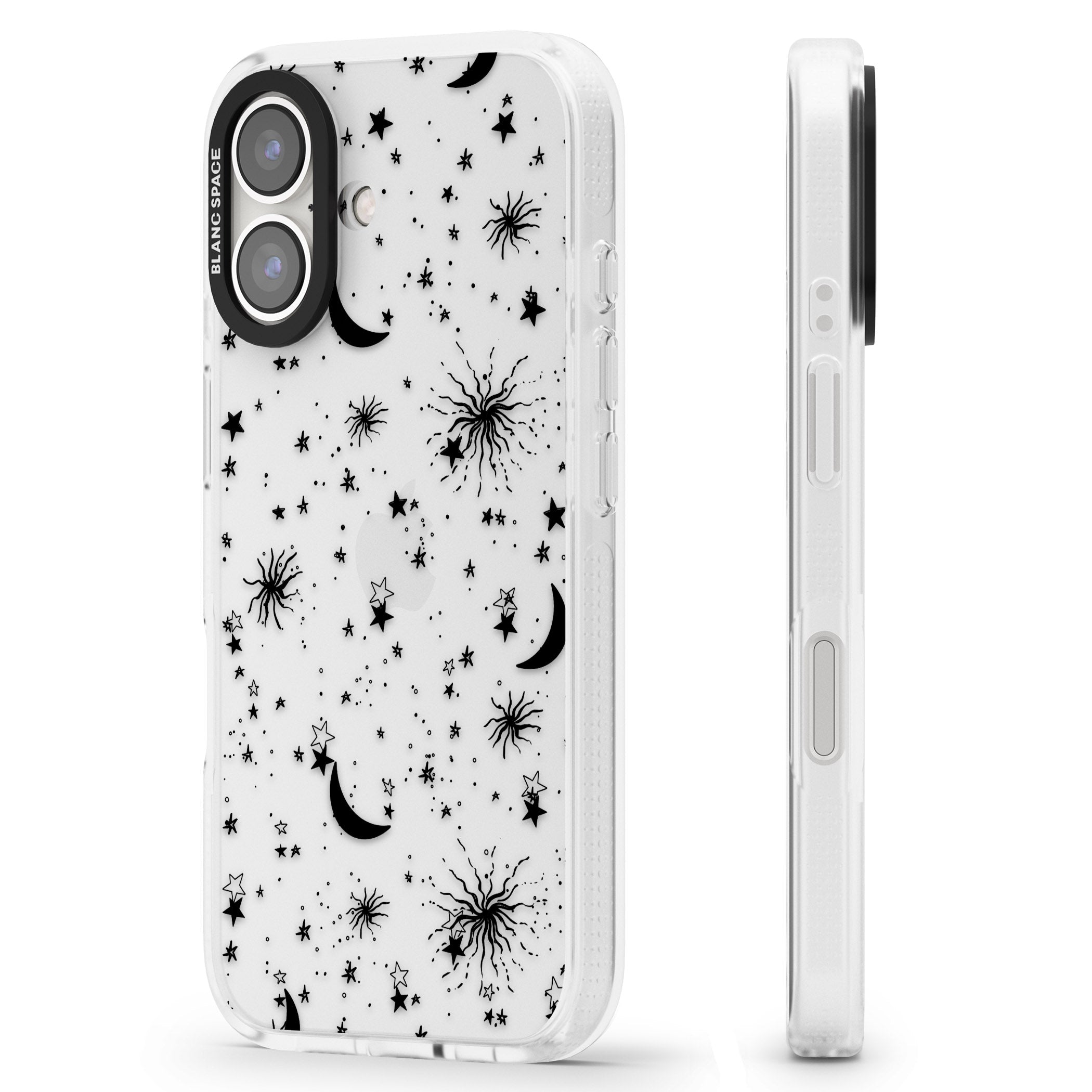 Moons & Stars iPhone 16 / 16 Plus Clear Case Impact Air - Blanc Space