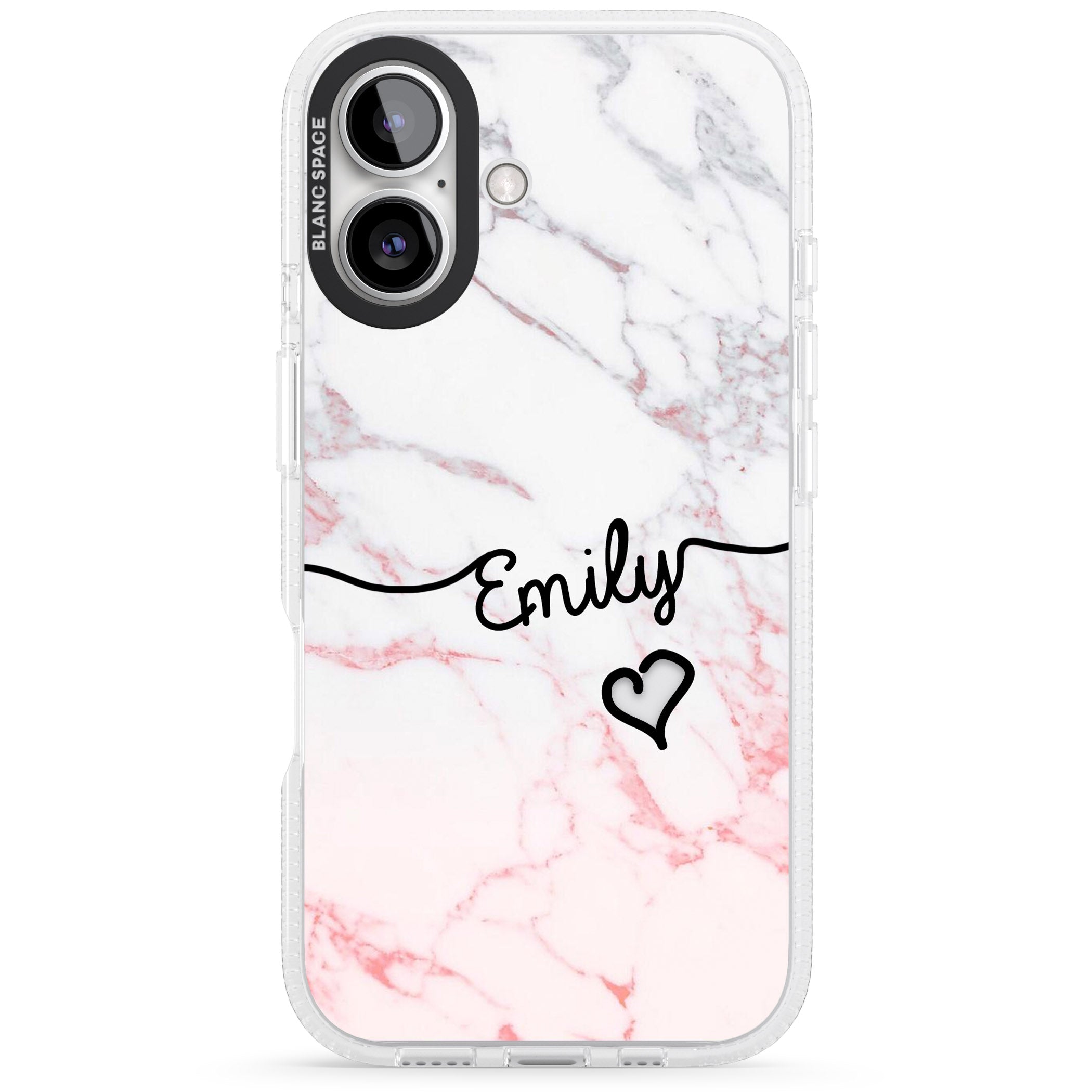 Pink Fade Marble iPhone 16 / 16 Plus Clear Case Impact Air - Blanc Space