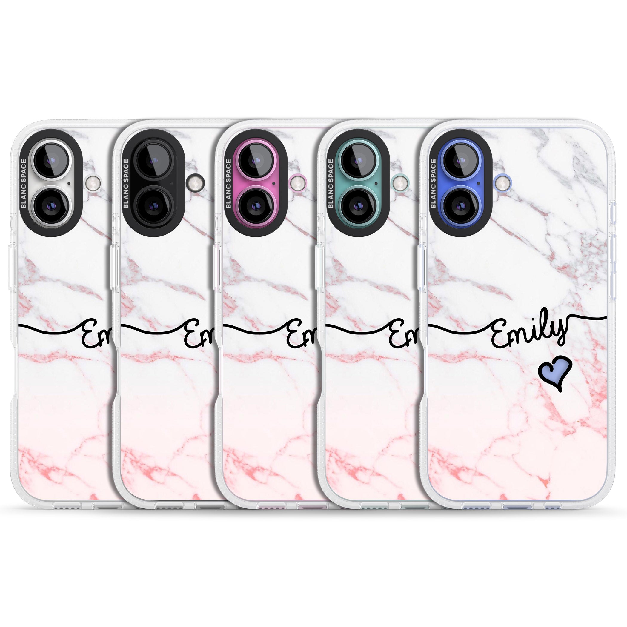Pink Fade Marble iPhone 16 / 16 Plus Clear Case Impact Air - Blanc Space
