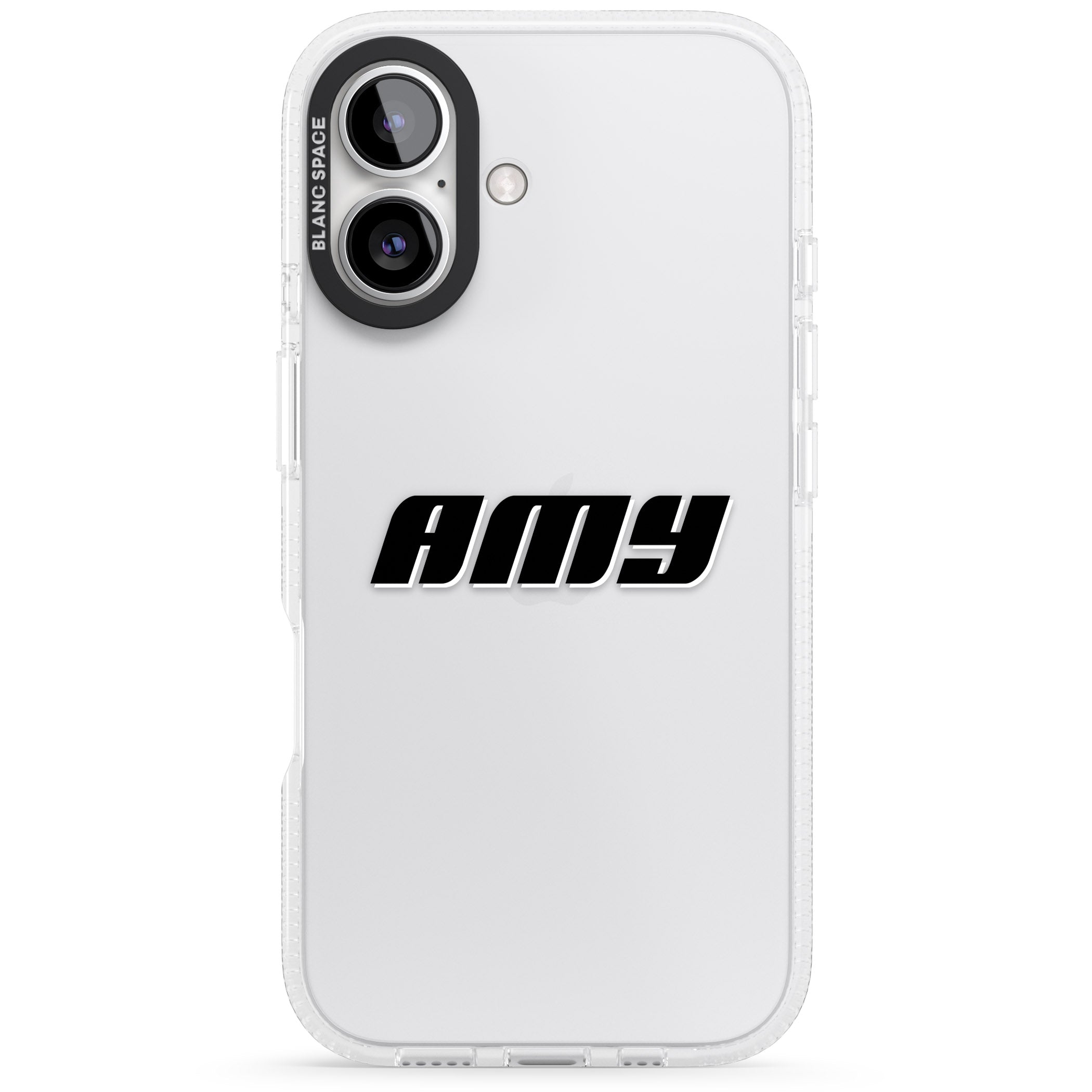 Personalised Clear Text 1C iPhone 16 / 16 Plus Clear Case Impact Air - Blanc Space