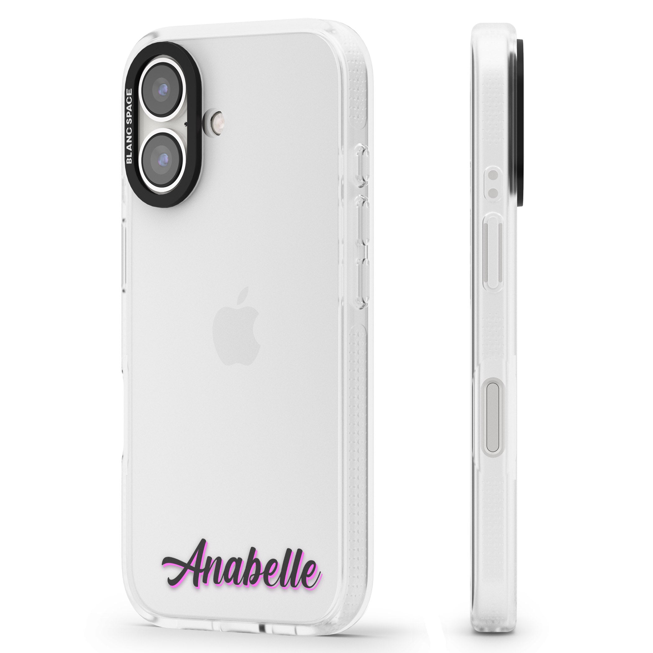 Personalised Clear Text 2B iPhone 16 / 16 Plus Clear Case Impact Air - Blanc Space