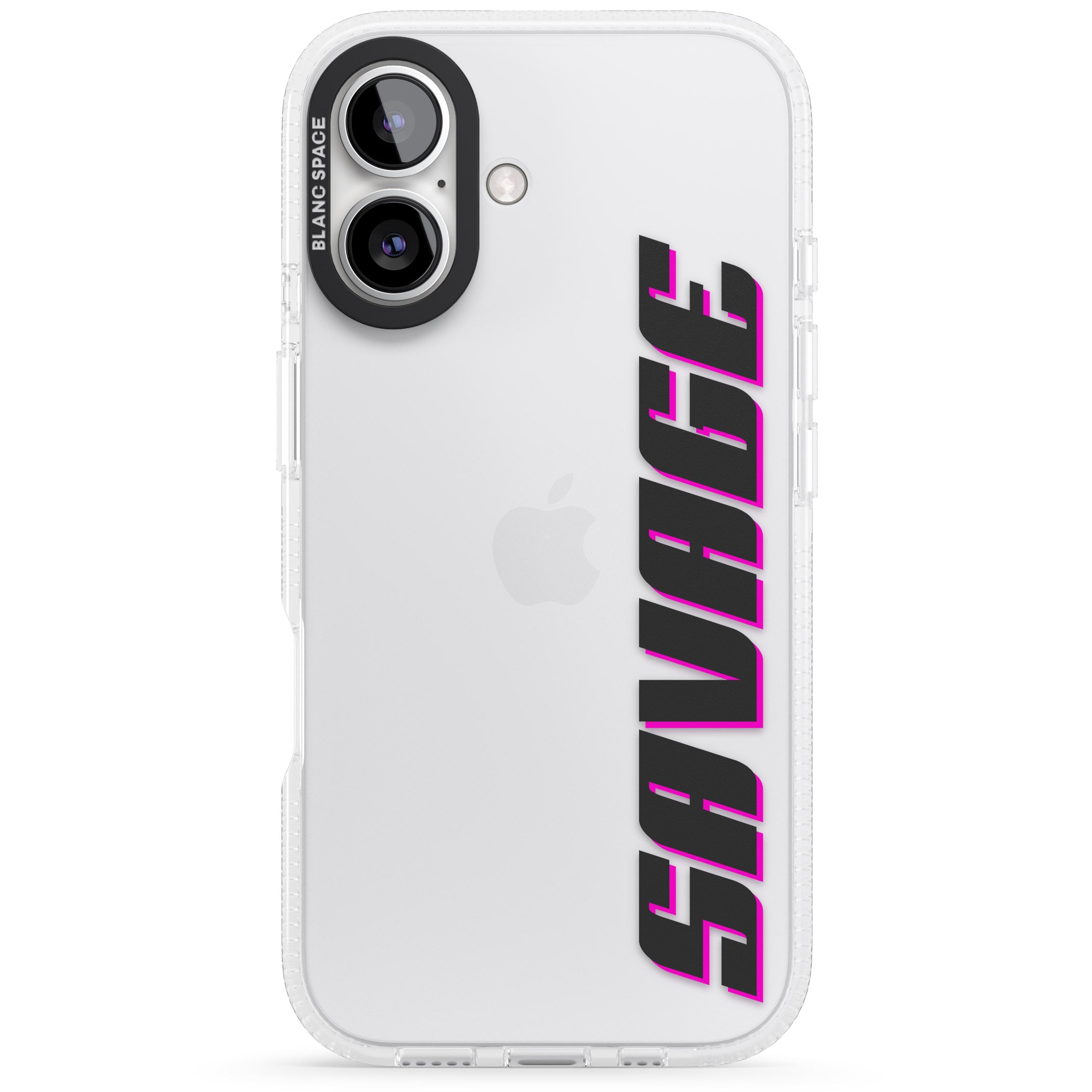 Personalised Clear Text 4C iPhone 16 / 16 Plus Clear Case Impact Air - Blanc Space