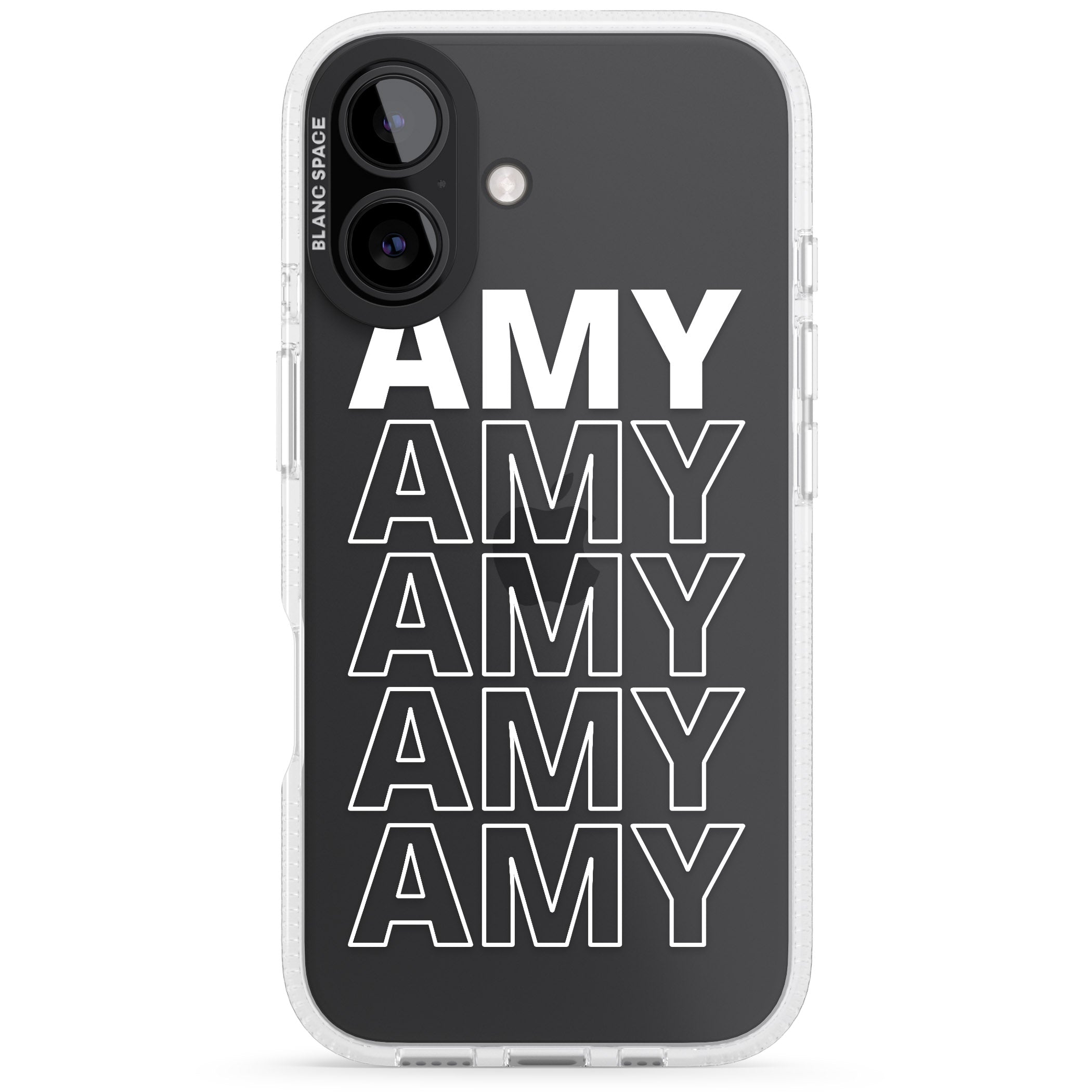 Personalised Clear Text 5C iPhone 16 / 16 Plus Clear Case Impact Air - Blanc Space