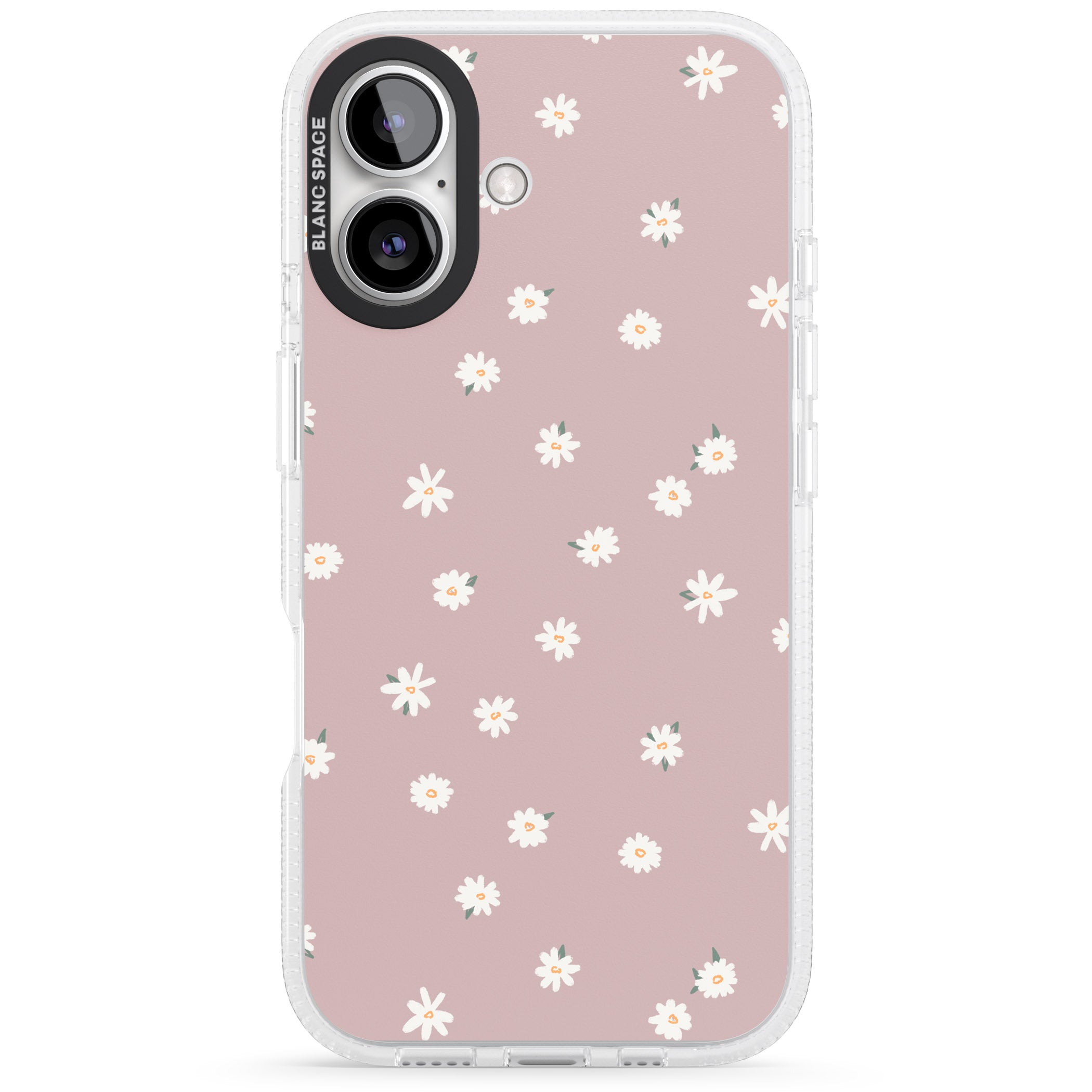 Dark Pink Cute Floral Design iPhone 16 / 16 Plus Clear Case Impact Air - Blanc Space