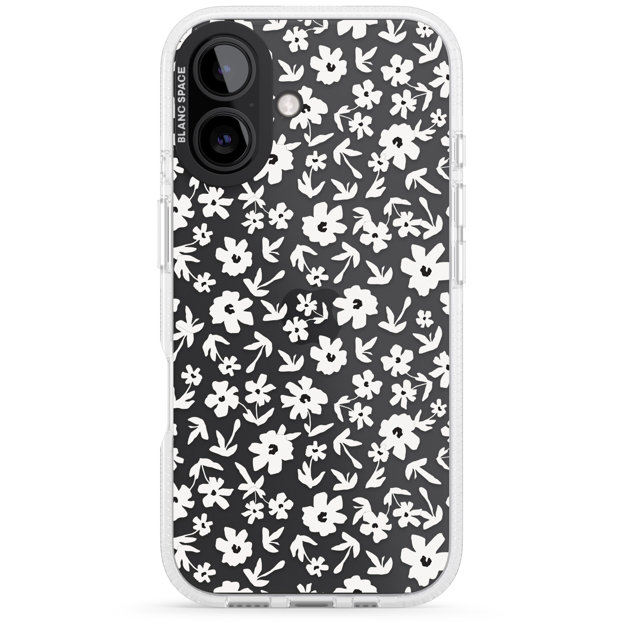 Floral Print on Transparent iPhone 16 / 16 Plus Clear Case Impact Air - Blanc Space