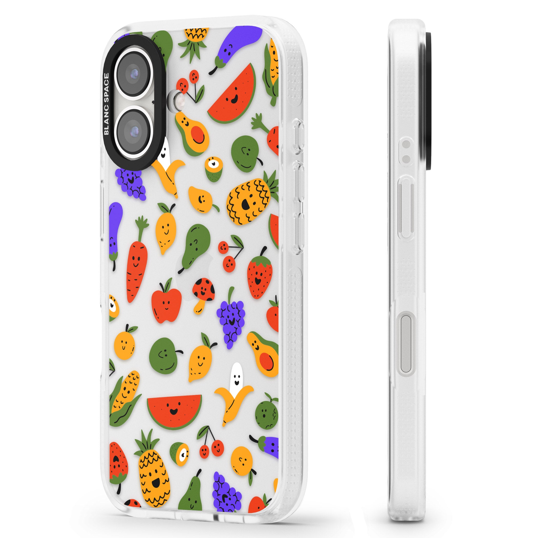 Mixed Kawaii Food Icons - Clear iPhone 16 / 16 Plus Clear Case Impact Air - Blanc Space