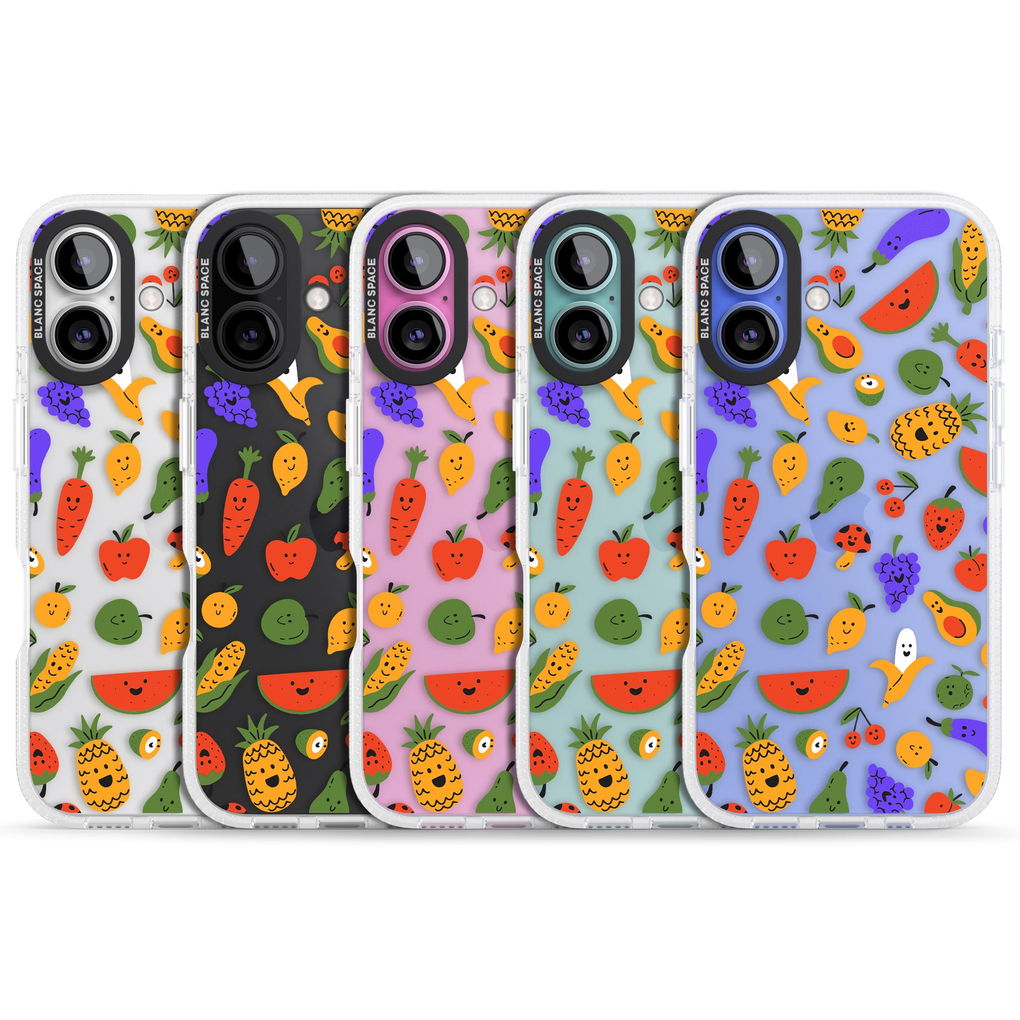 Mixed Kawaii Food Icons - Clear iPhone 16 / 16 Plus Clear Case Impact Air - Blanc Space