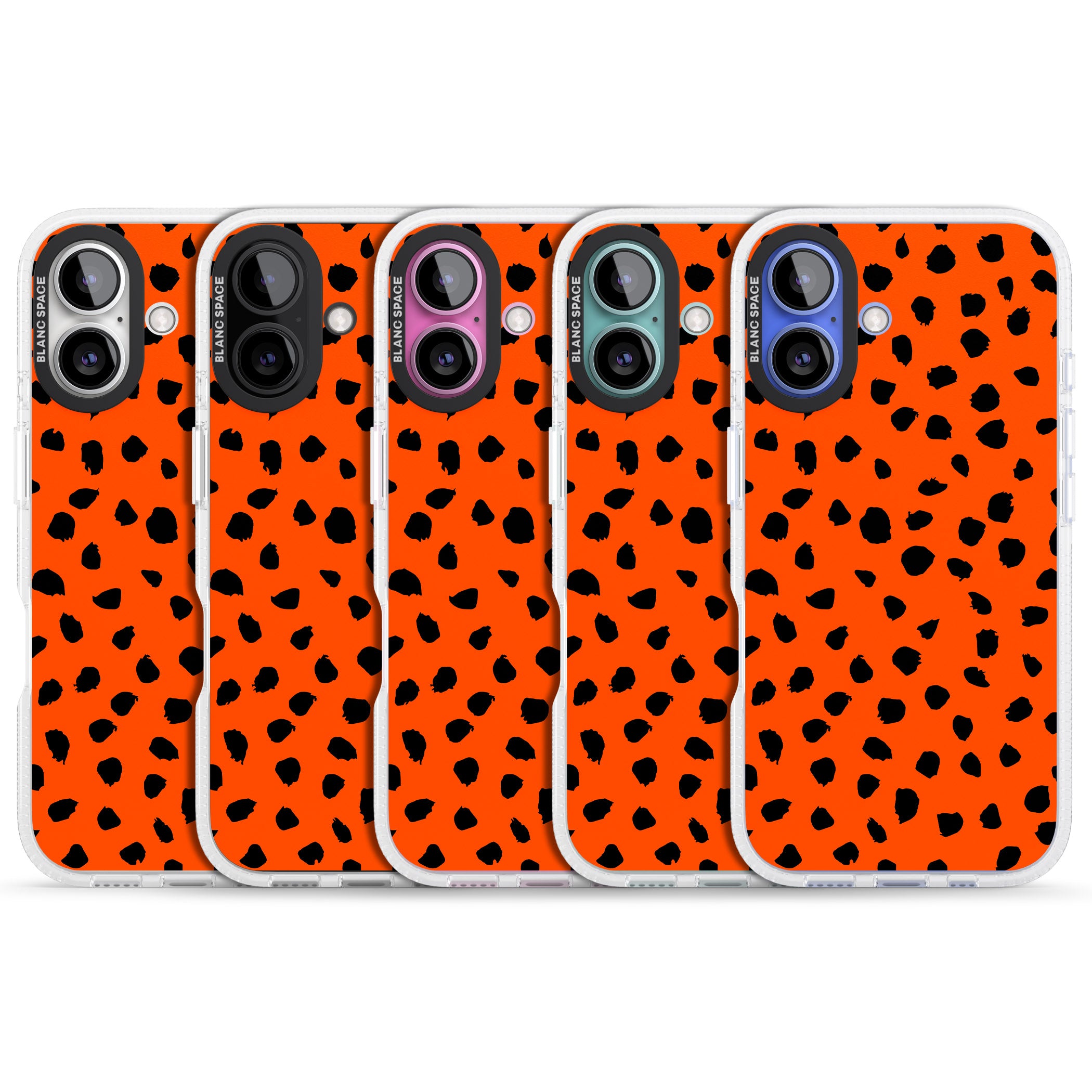 Black & Bright Red Dalmatian Polka Dot Spots iPhone 16 / 16 Plus Clear Case Impact Air - Blanc Space