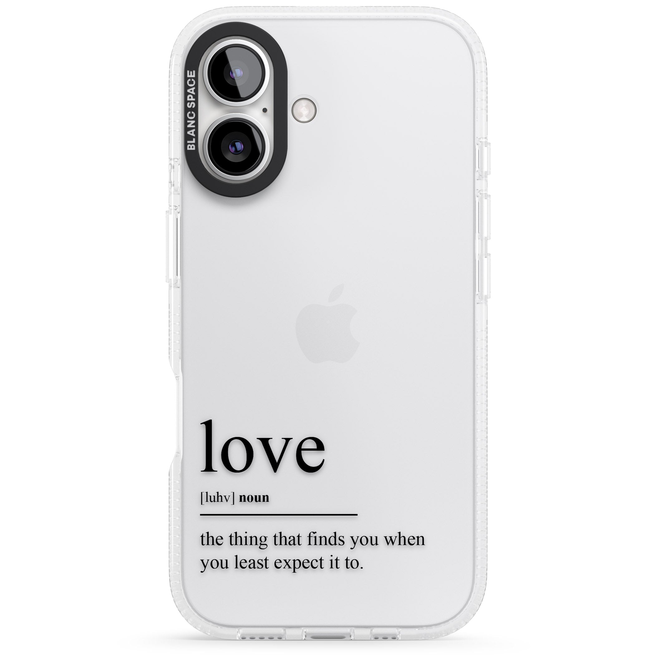 Love iPhone 16 / 16 Plus Clear Case Impact Air - Blanc Space