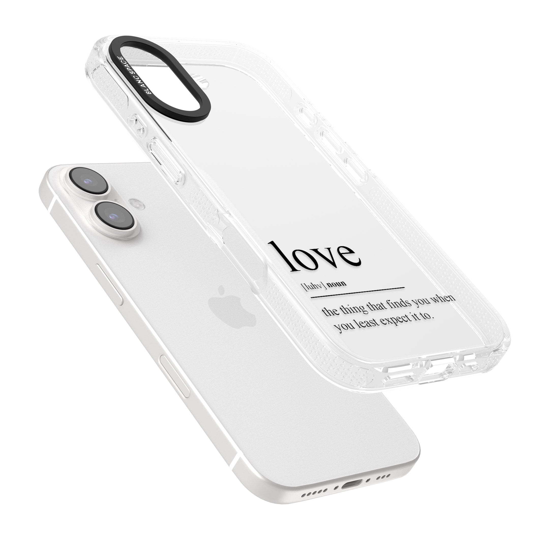Love iPhone 16 / 16 Plus Clear Case Impact Air - Blanc Space