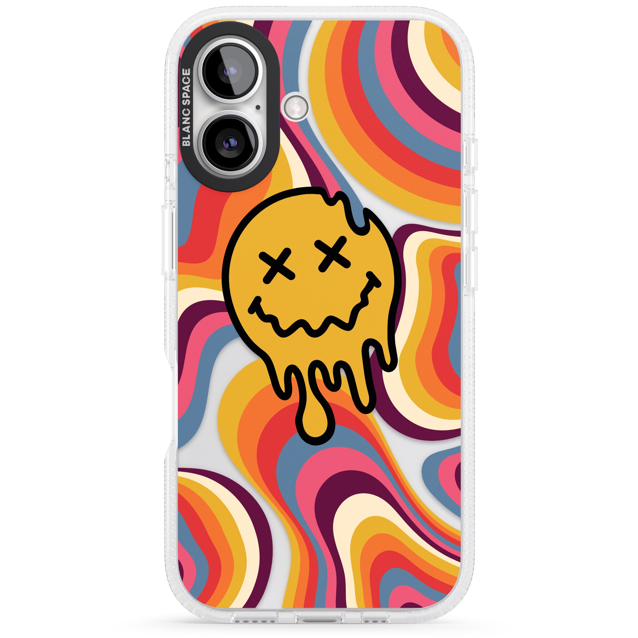 Trippy Face Melt iPhone 16 / 16 Plus Clear Case Impact Air - Blanc Space