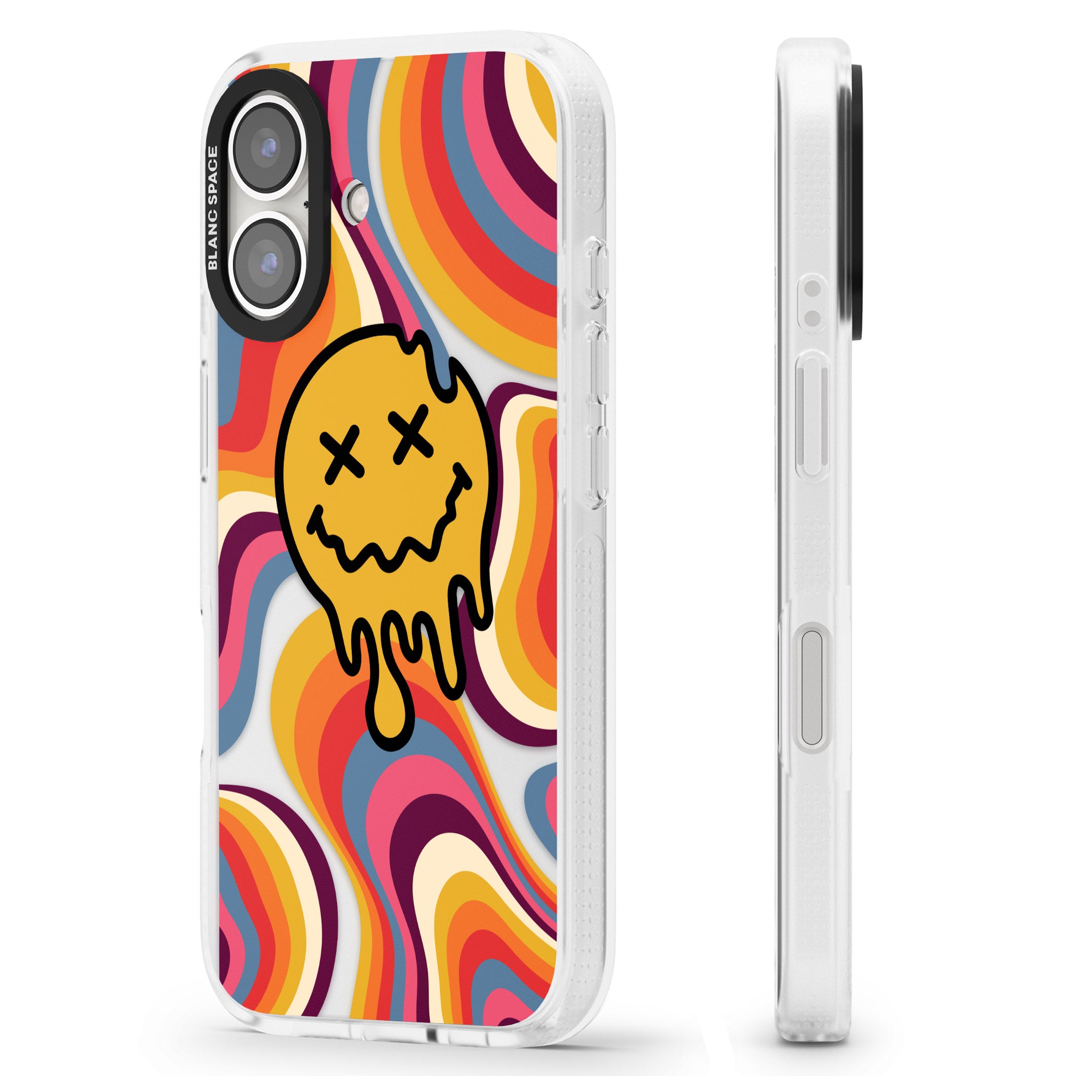 Trippy Face Melt iPhone 16 / 16 Plus Clear Case Impact Air - Blanc Space