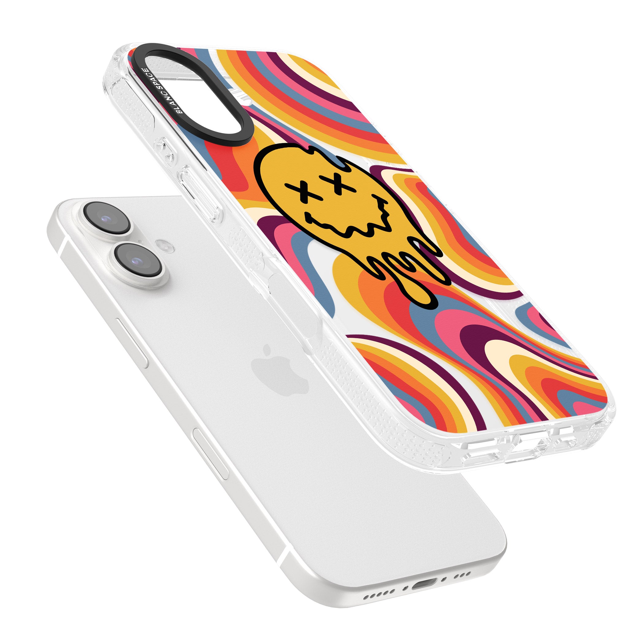Trippy Face Melt iPhone 16 / 16 Plus Clear Case Impact Air - Blanc Space