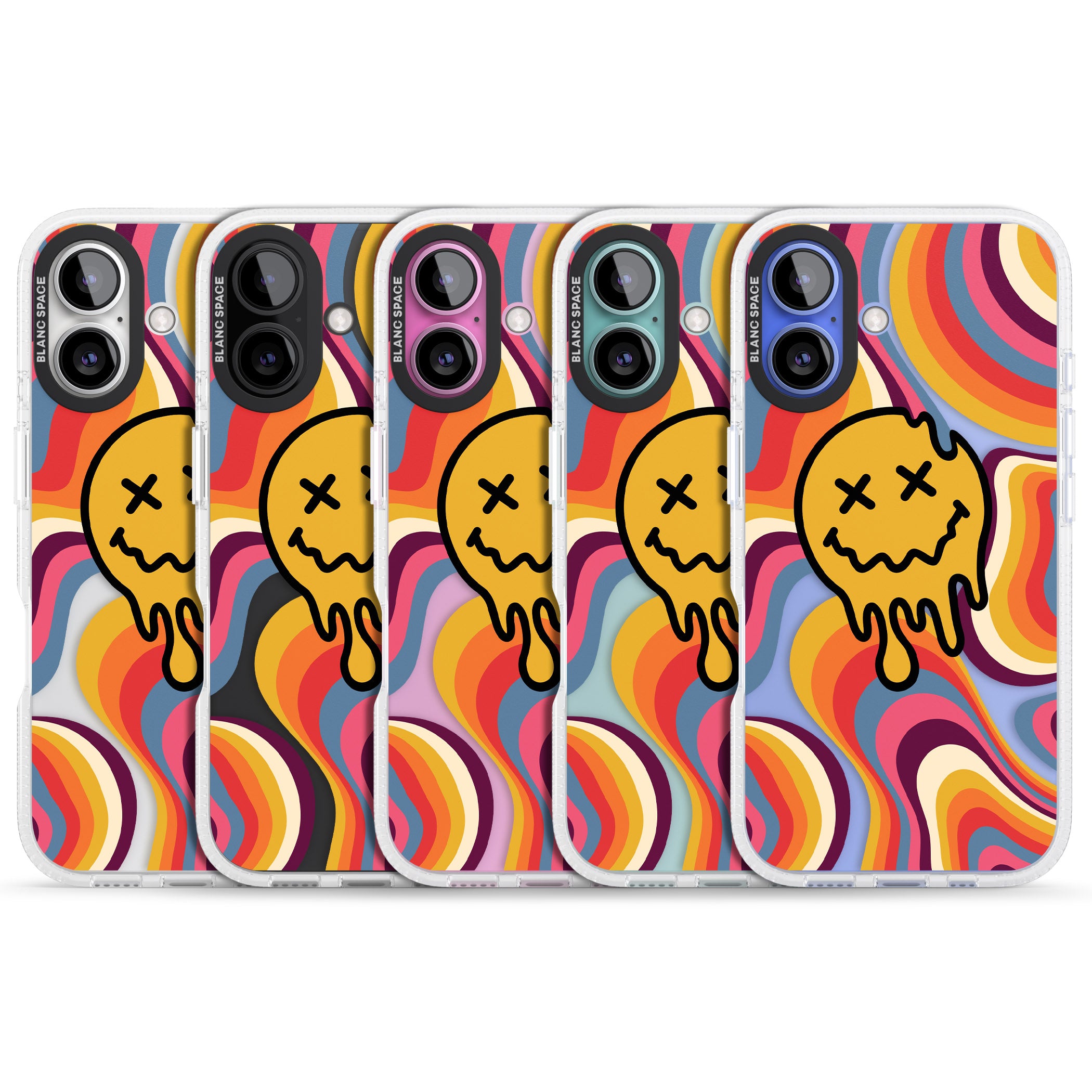 Trippy Face Melt iPhone 16 / 16 Plus Clear Case Impact Air - Blanc Space