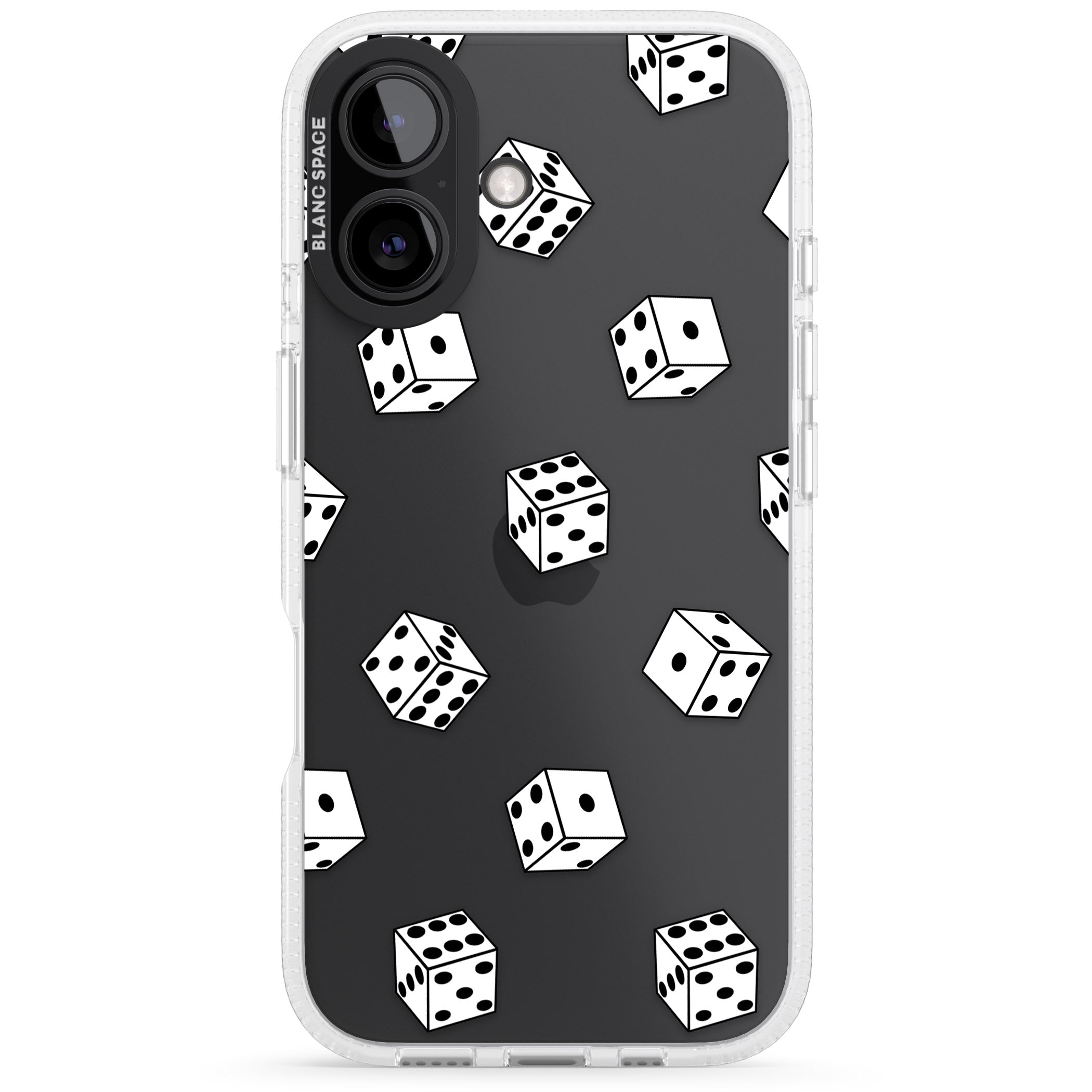 Clear Dice Pattern iPhone 16 / 16 Plus Clear Case Impact Air - Blanc Space