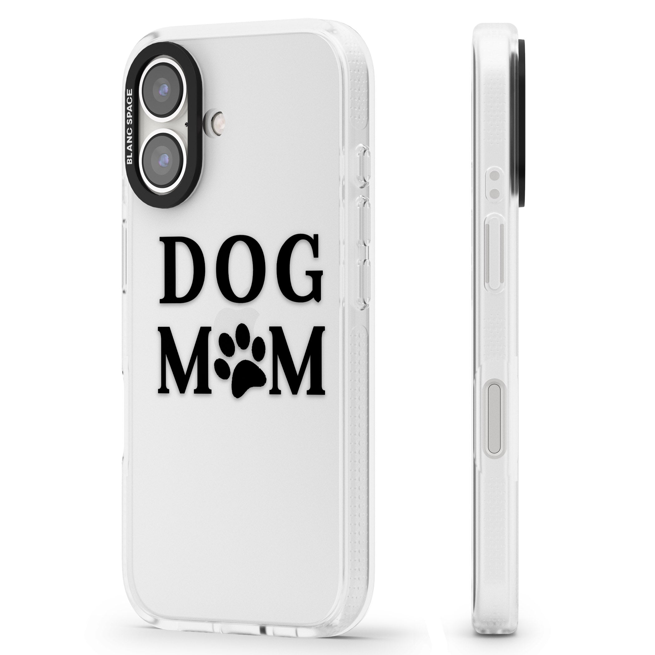 Dog Mom Paw Print iPhone 16 / 16 Plus Clear Case Impact Air - Blanc Space