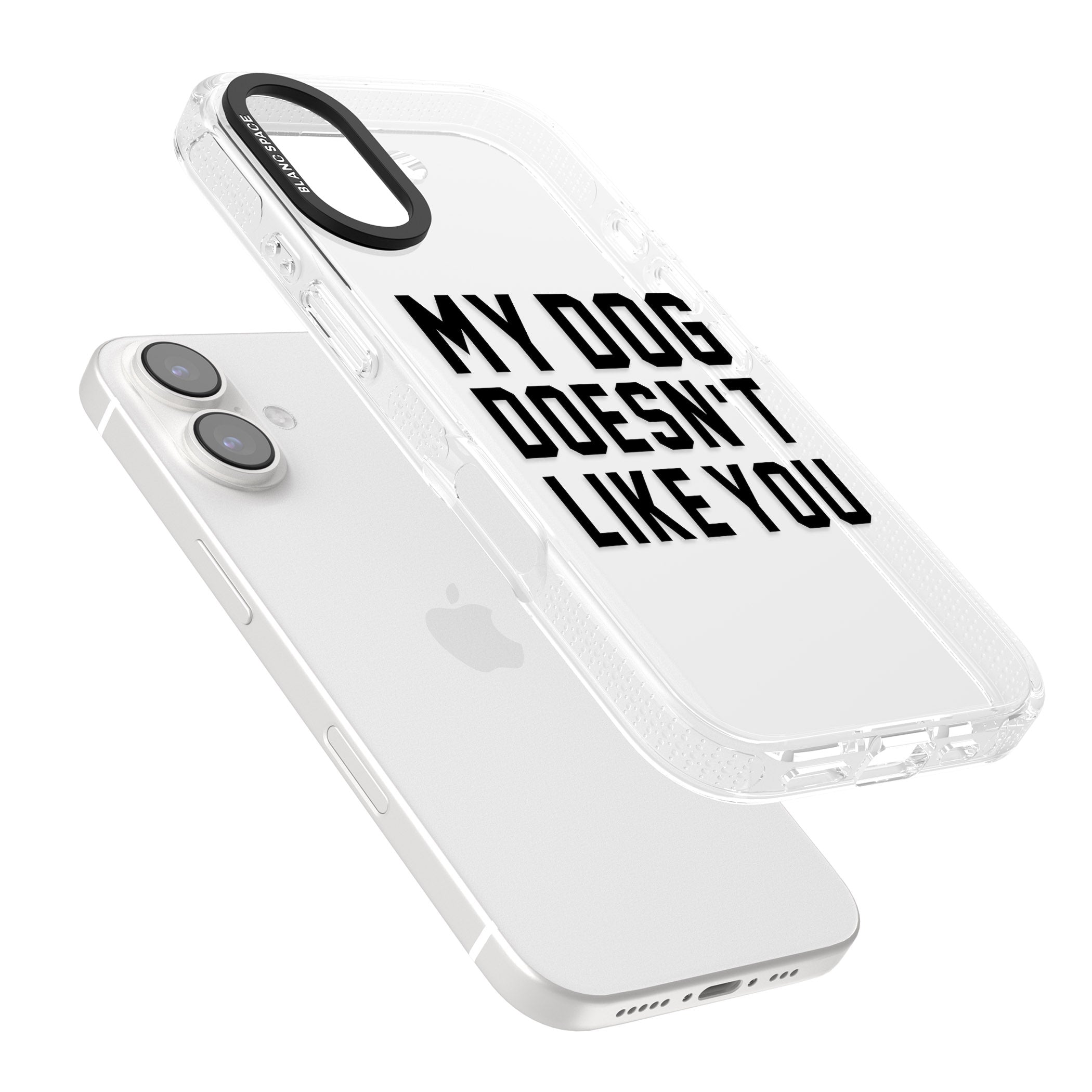 Dog Doesn't Like You iPhone 16 / 16 Plus Clear Case Impact Air - Blanc Space