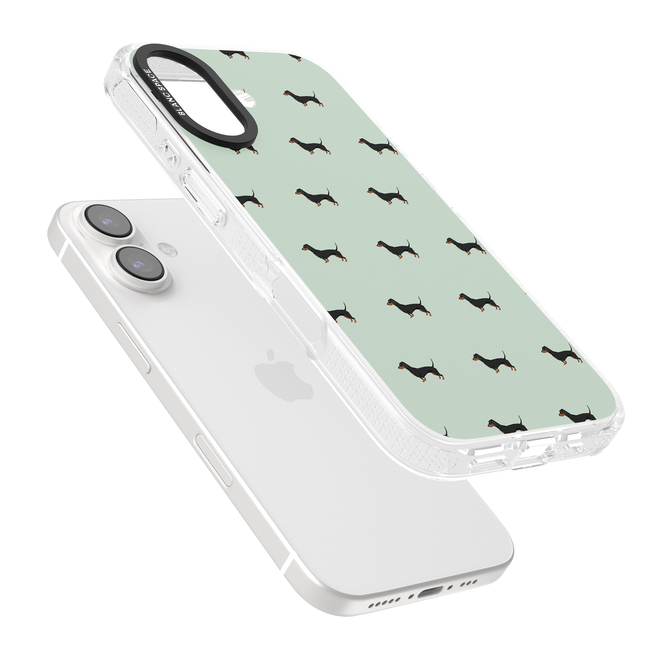 Dachshund Dog Pattern iPhone 16 / 16 Plus Clear Case Impact Air - Blanc Space