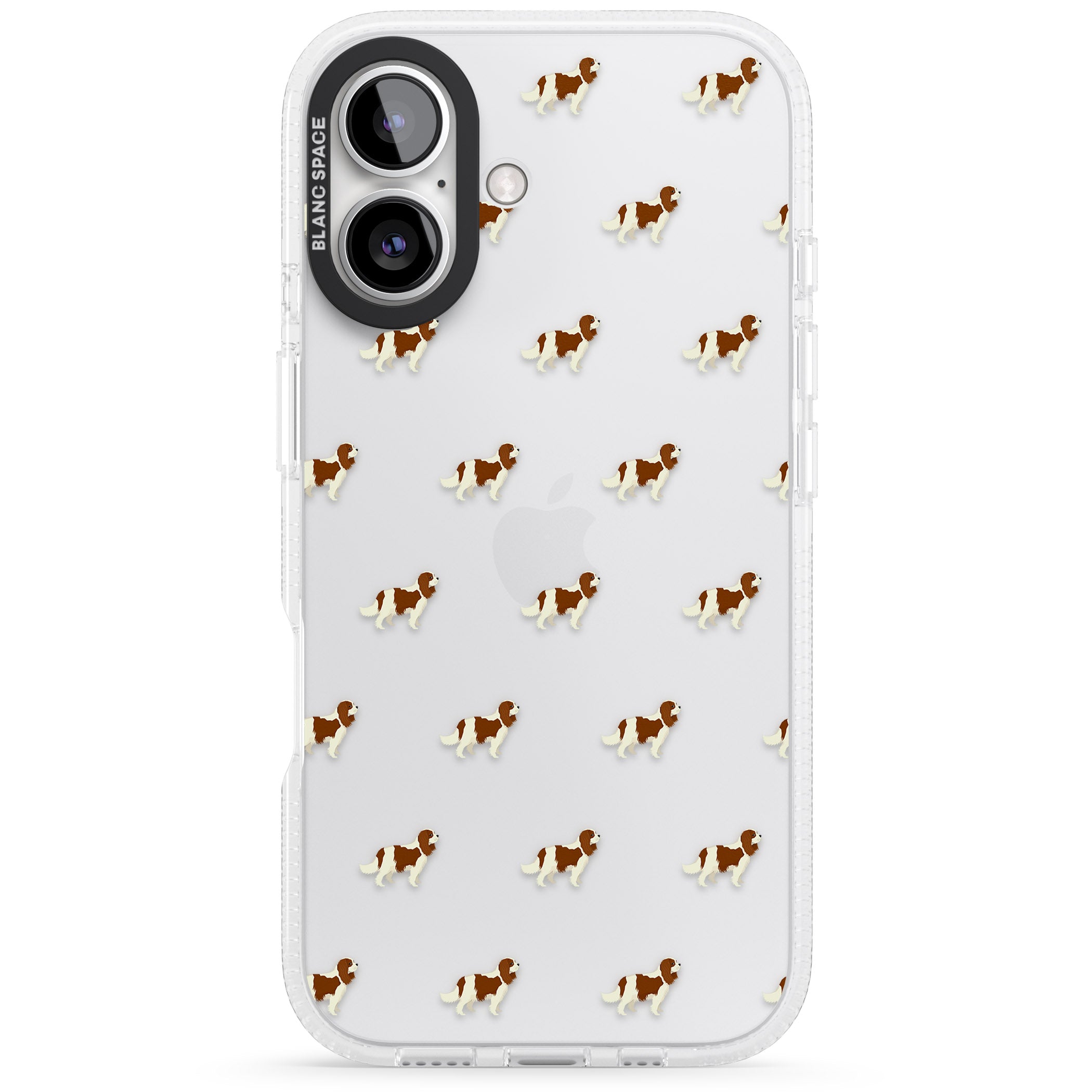 Cavalier King Charles Spaniel Pattern Clear iPhone 16 / 16 Plus Clear Case Impact Air - Blanc Space