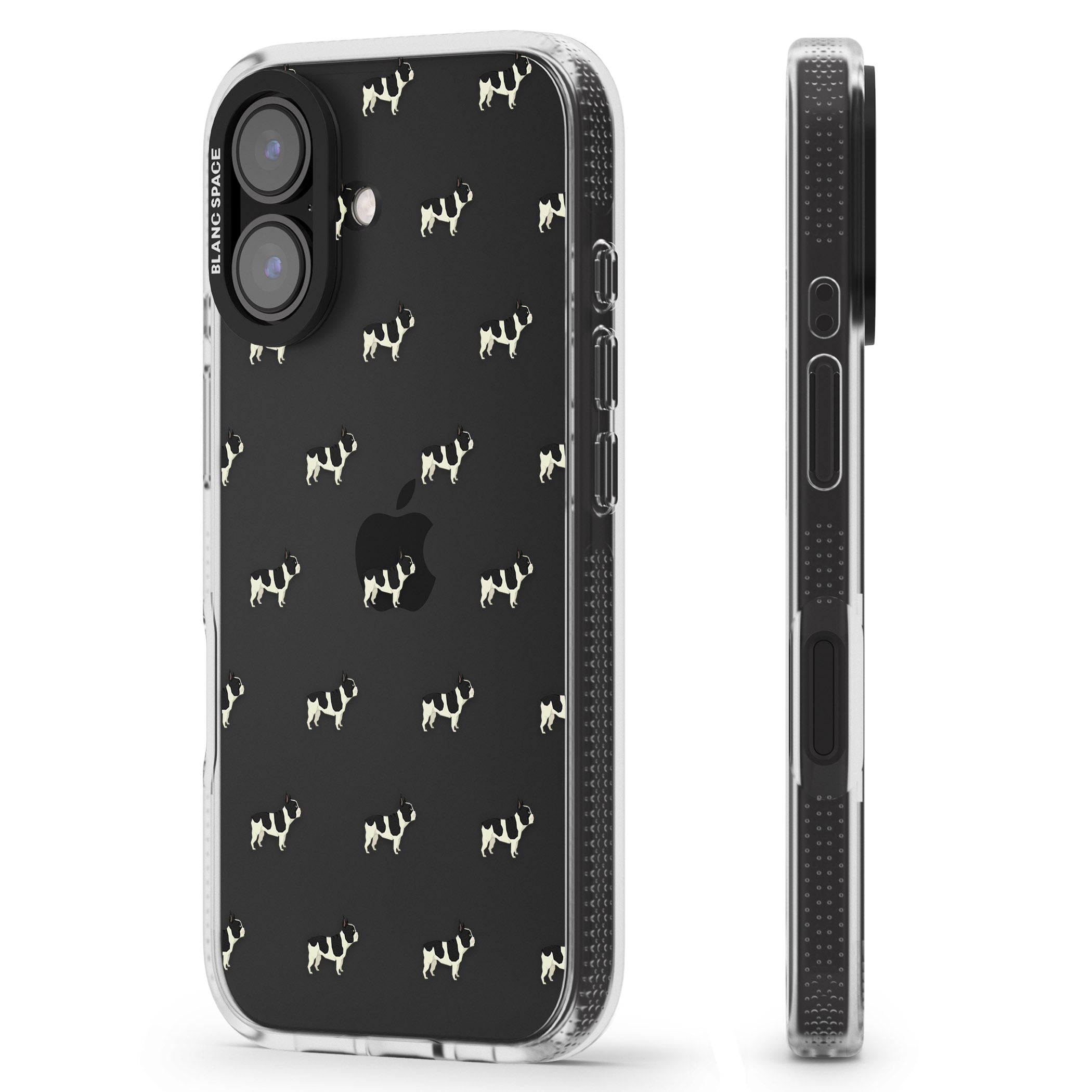 French Bulldog Dog Pattern Clear iPhone 16 / 16 Plus Clear Case Impact Air - Blanc Space