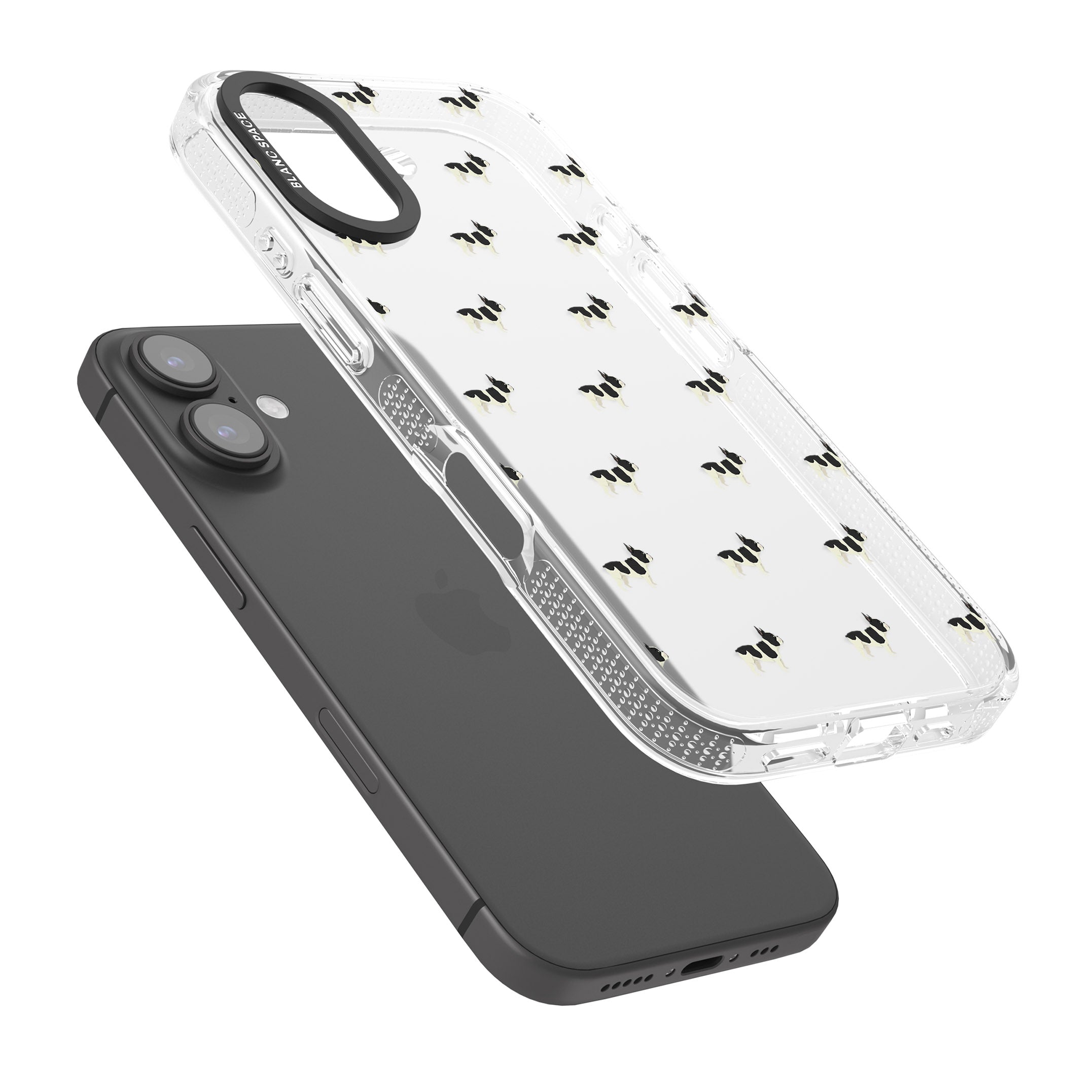 French Bulldog Dog Pattern Clear iPhone 16 / 16 Plus Clear Case Impact Air - Blanc Space