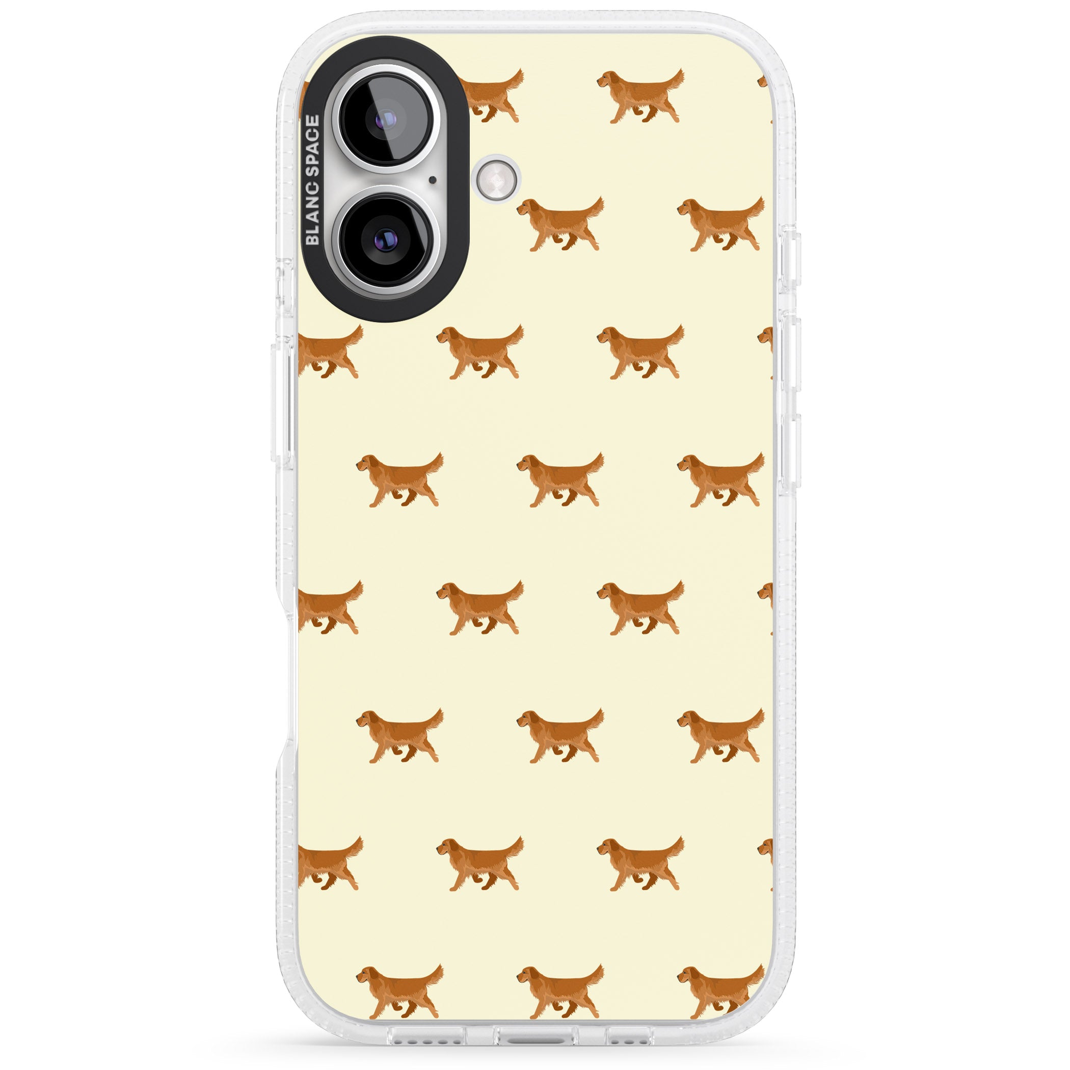 Golden Retriever Dog Pattern iPhone 16 / 16 Plus Clear Case Impact Air - Blanc Space