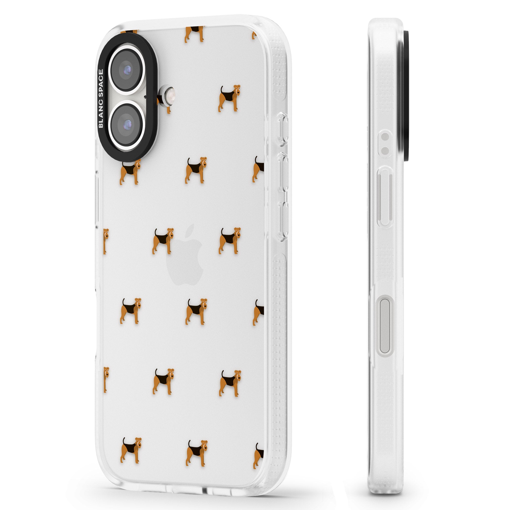 Airedale Terrier Dog Pattern Clear iPhone 16 / 16 Plus Clear Case Impact Air - Blanc Space