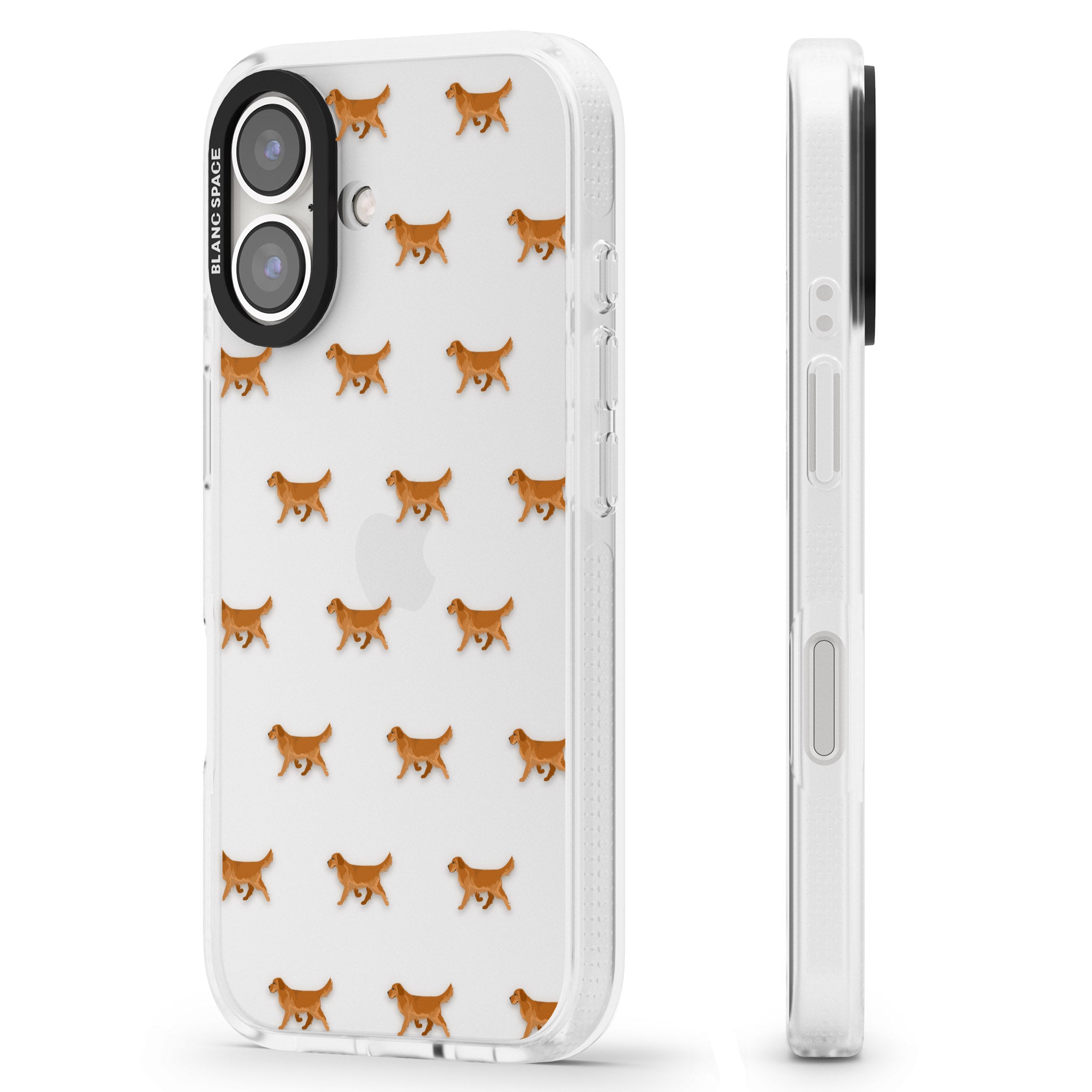 Golden Retriever Dog Pattern Clear iPhone 16 / 16 Plus Clear Case Impact Air - Blanc Space