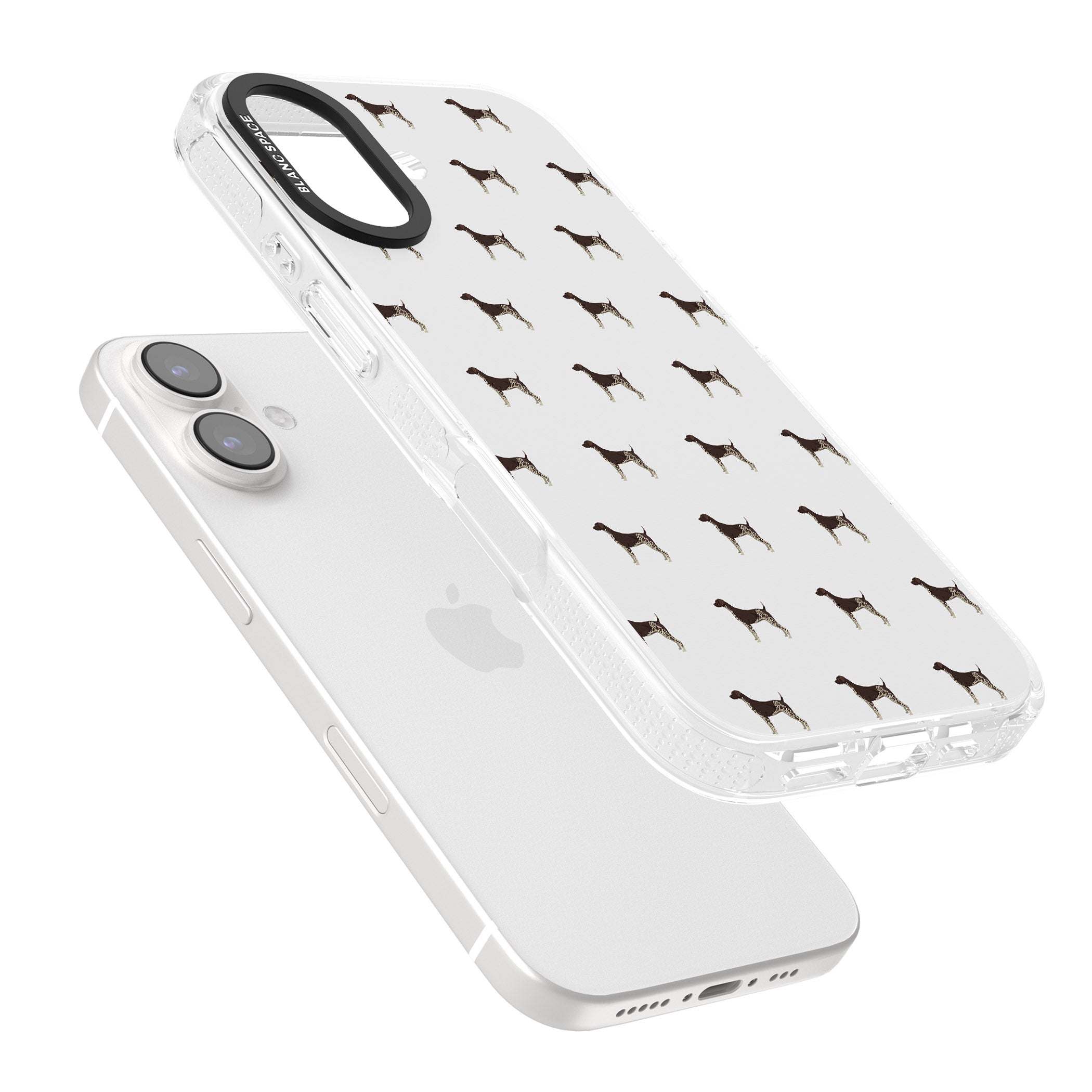 German Shorthaired Pointer Dog Pattern iPhone 16 / 16 Plus Clear Case Impact Air - Blanc Space