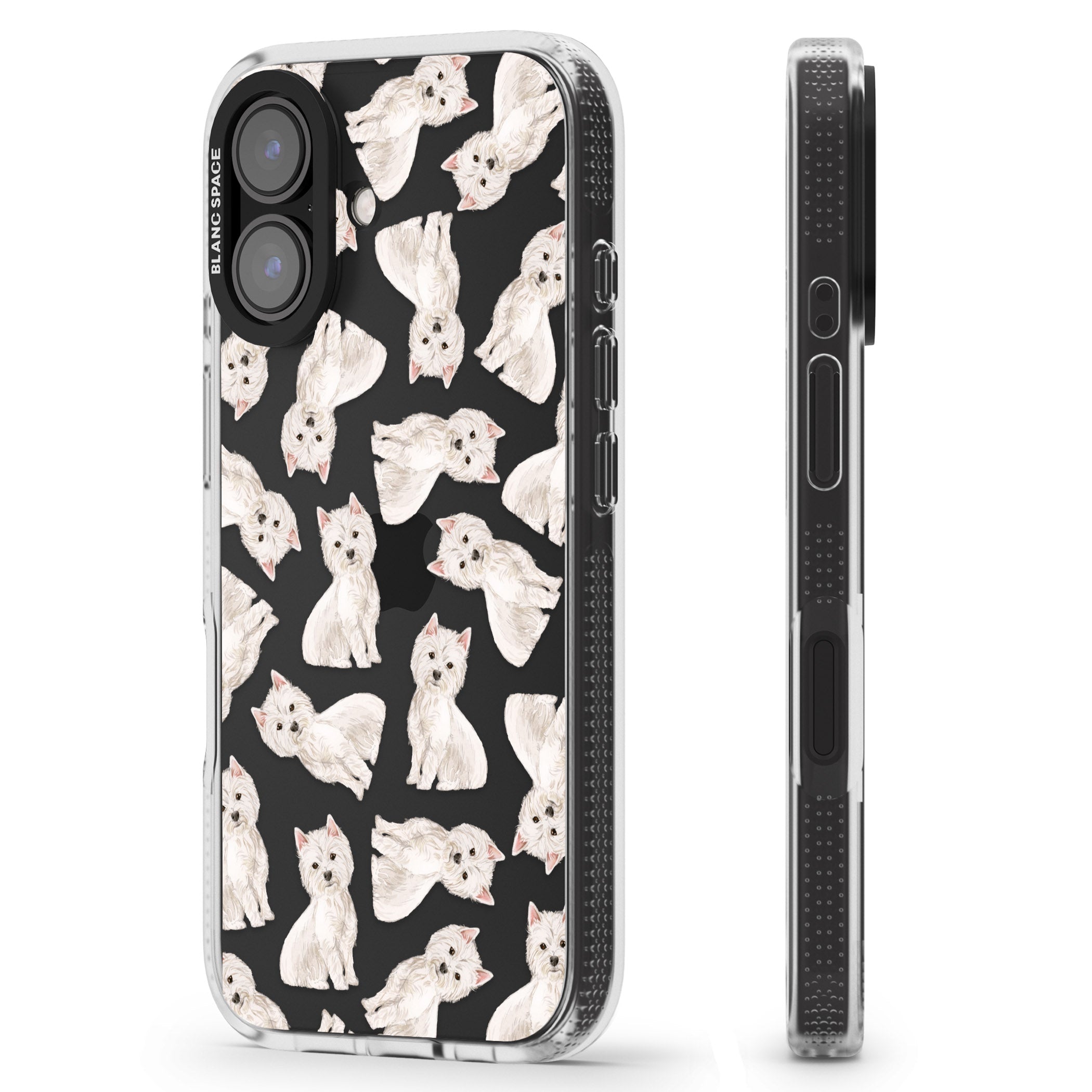 Westie Watercolour Dog Pattern iPhone 16 / 16 Plus Clear Case Impact Air - Blanc Space