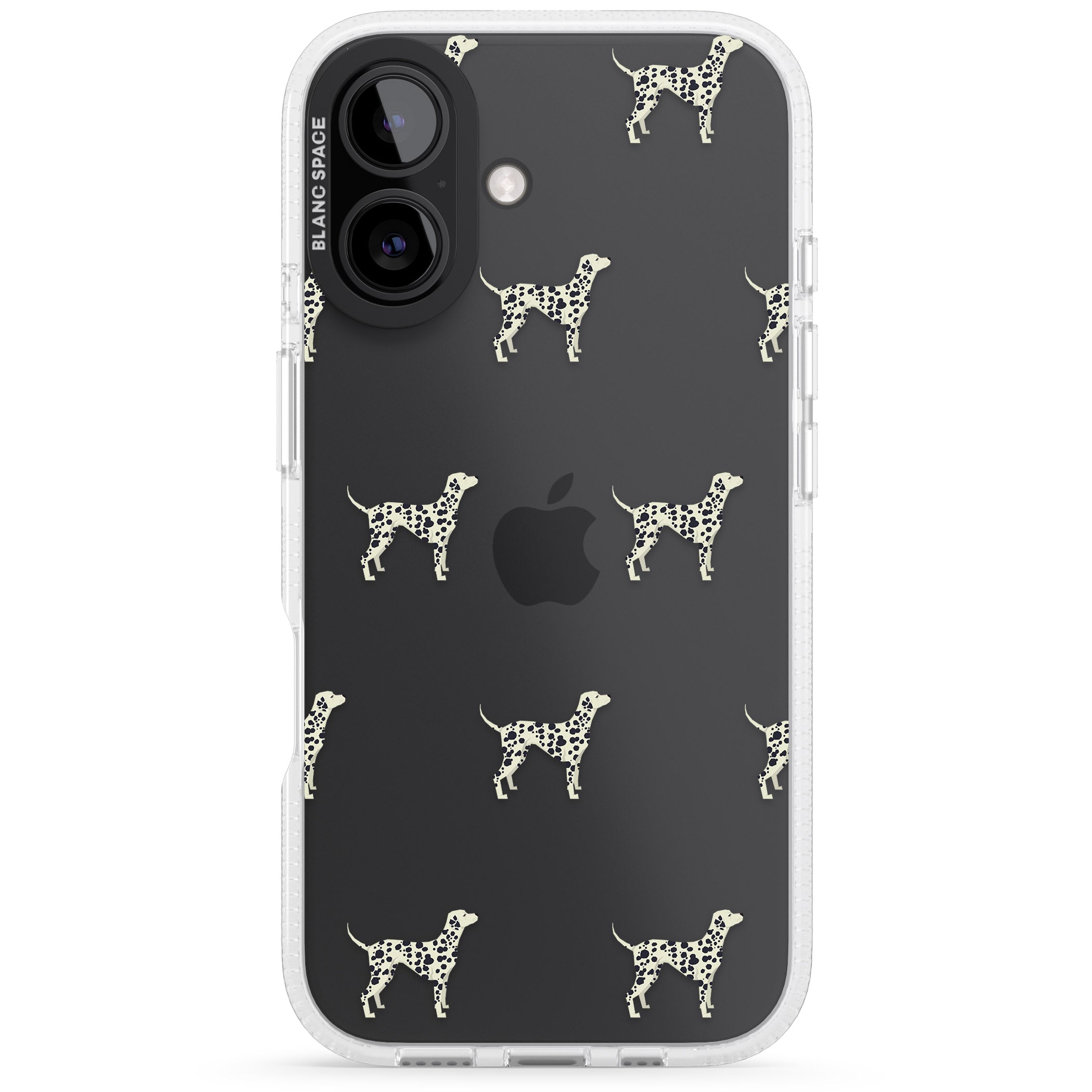 Dalmation Dog Pattern Clear iPhone 16 / 16 Plus Clear Case Impact Air - Blanc Space