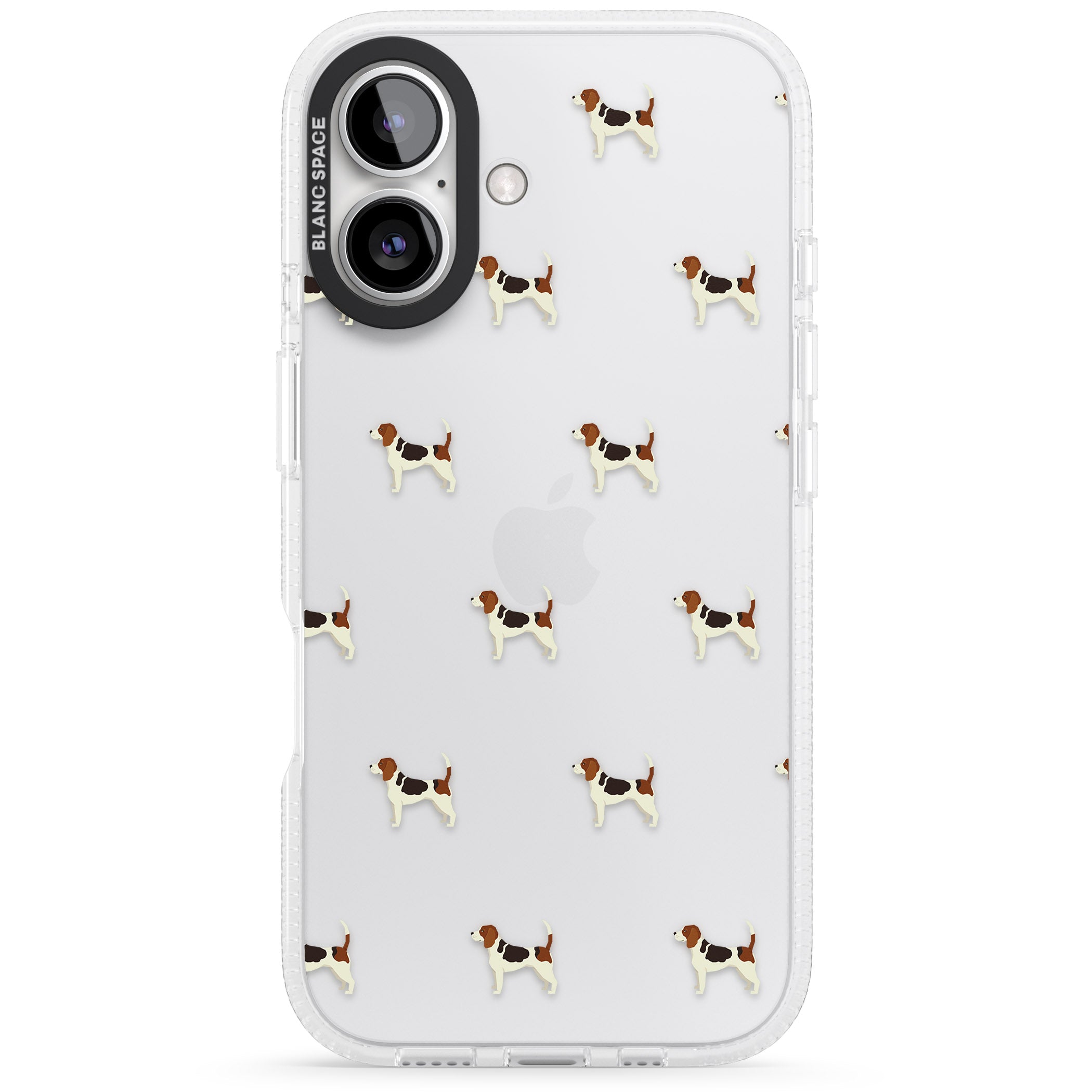 Beagle Dog Pattern Clear iPhone 16 / 16 Plus Clear Case Impact Air - Blanc Space