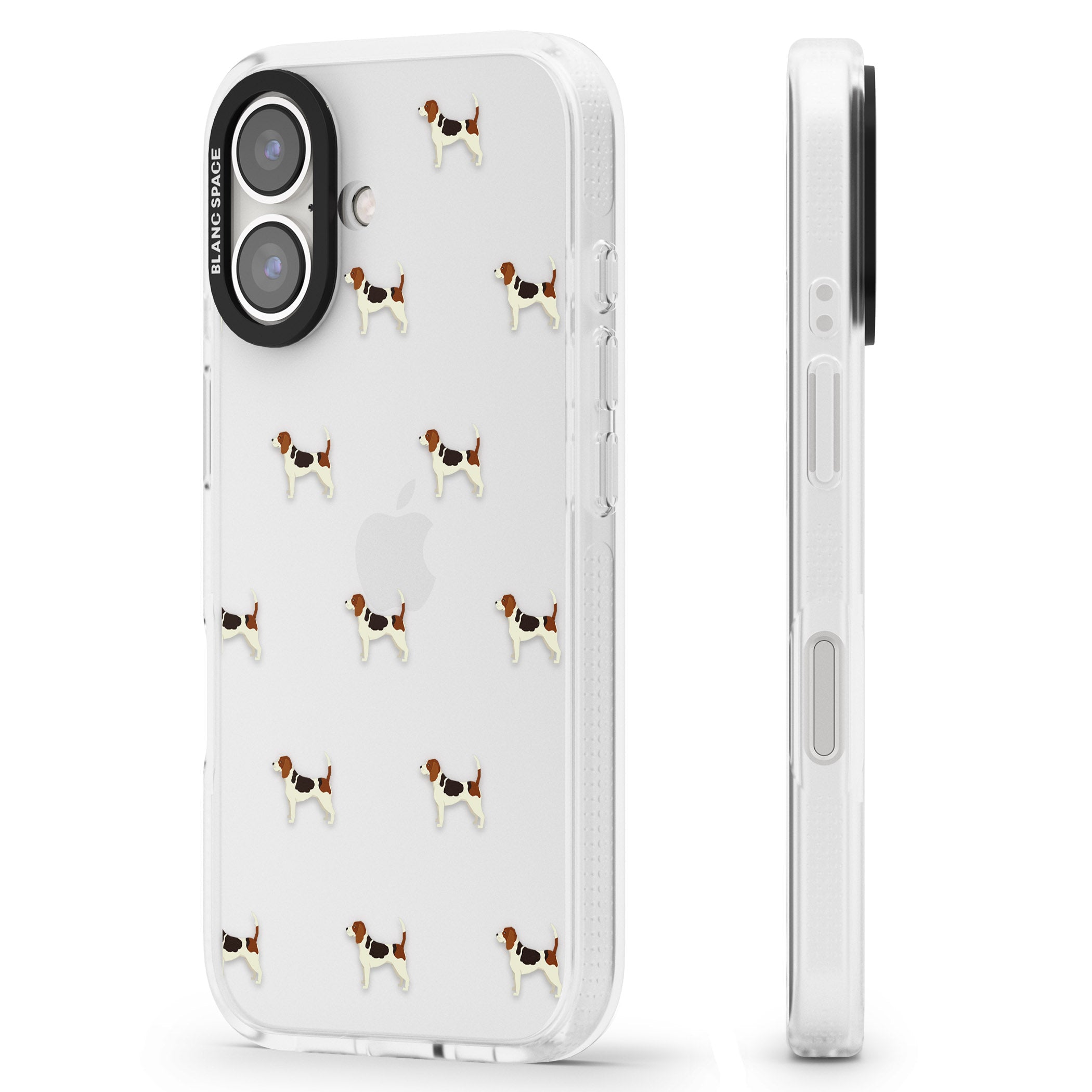 Beagle Dog Pattern Clear iPhone 16 / 16 Plus Clear Case Impact Air - Blanc Space