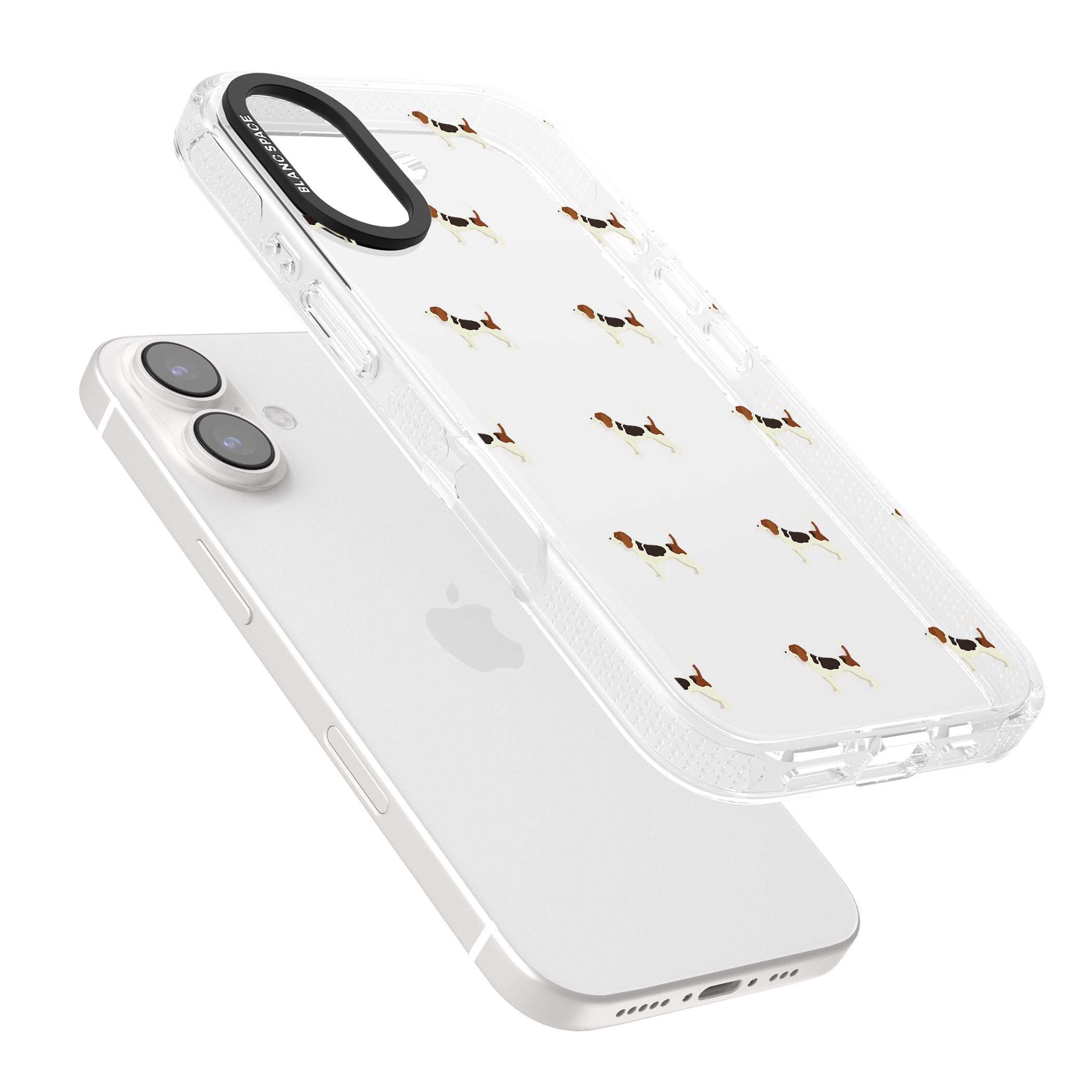 Beagle Dog Pattern Clear iPhone 16 / 16 Plus Clear Case Impact Air - Blanc Space