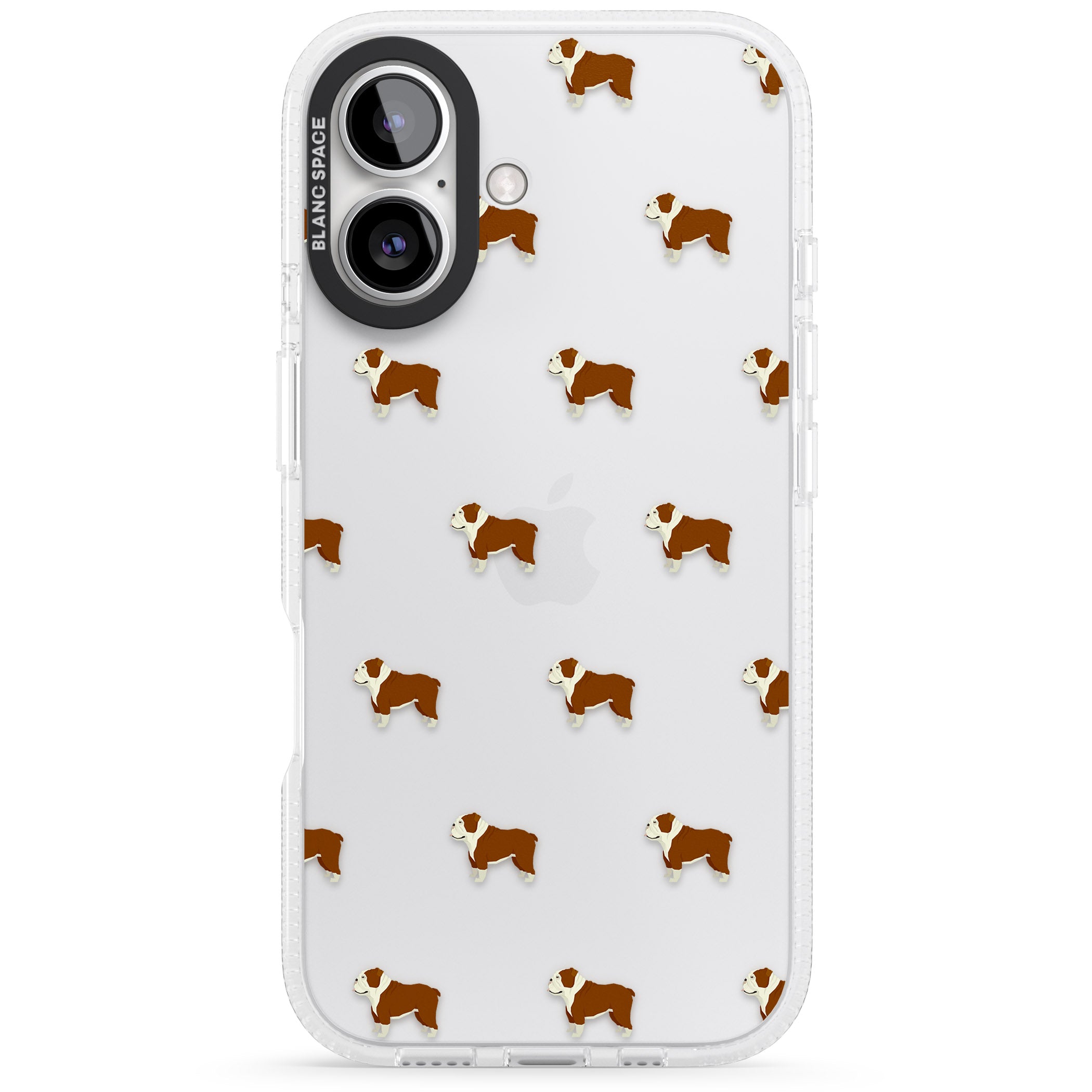 English Bulldog Dog Pattern Clear iPhone 16 / 16 Plus Clear Case Impact Air - Blanc Space