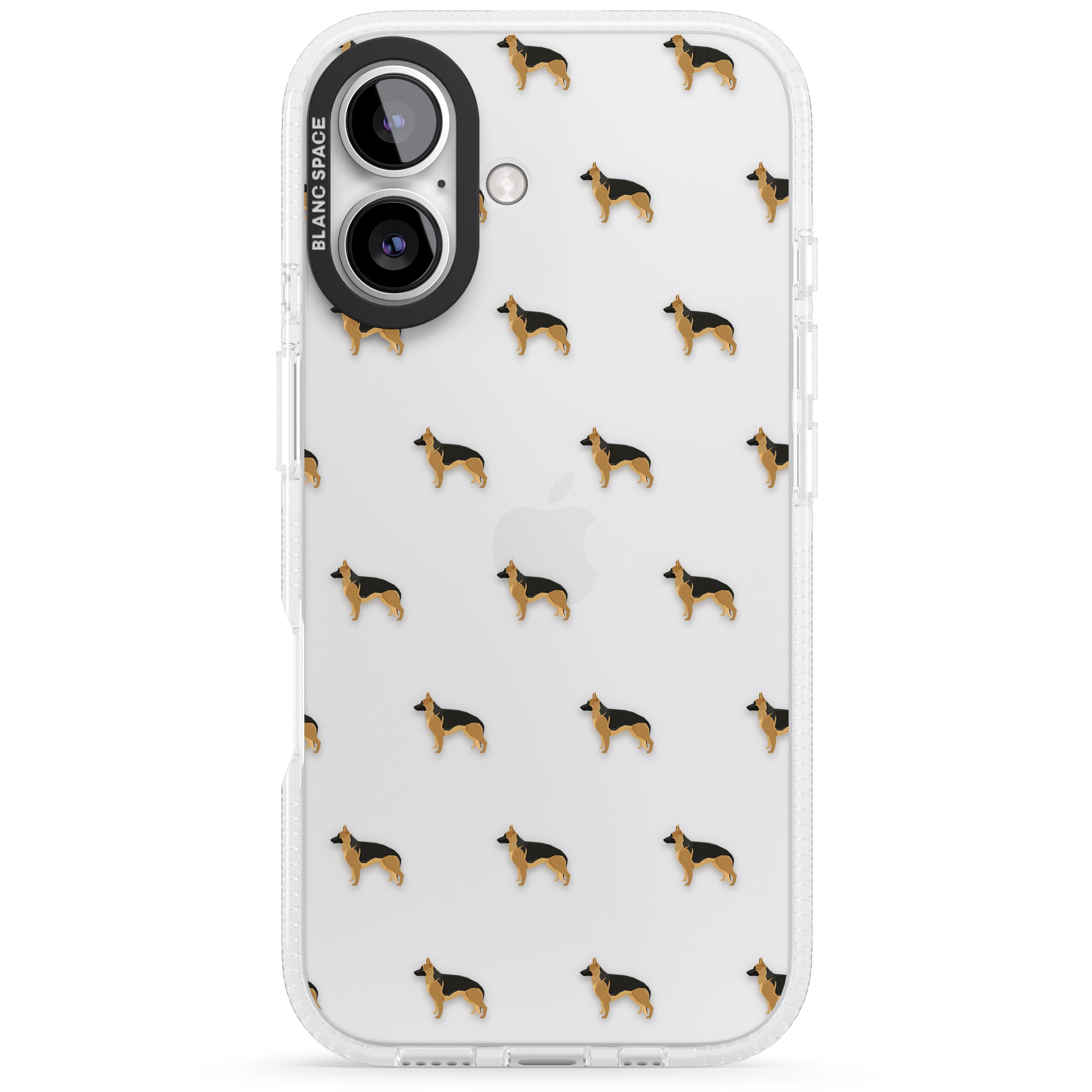 German Sherpard Dog Pattern Clear iPhone 16 / 16 Plus Clear Case Impact Air - Blanc Space