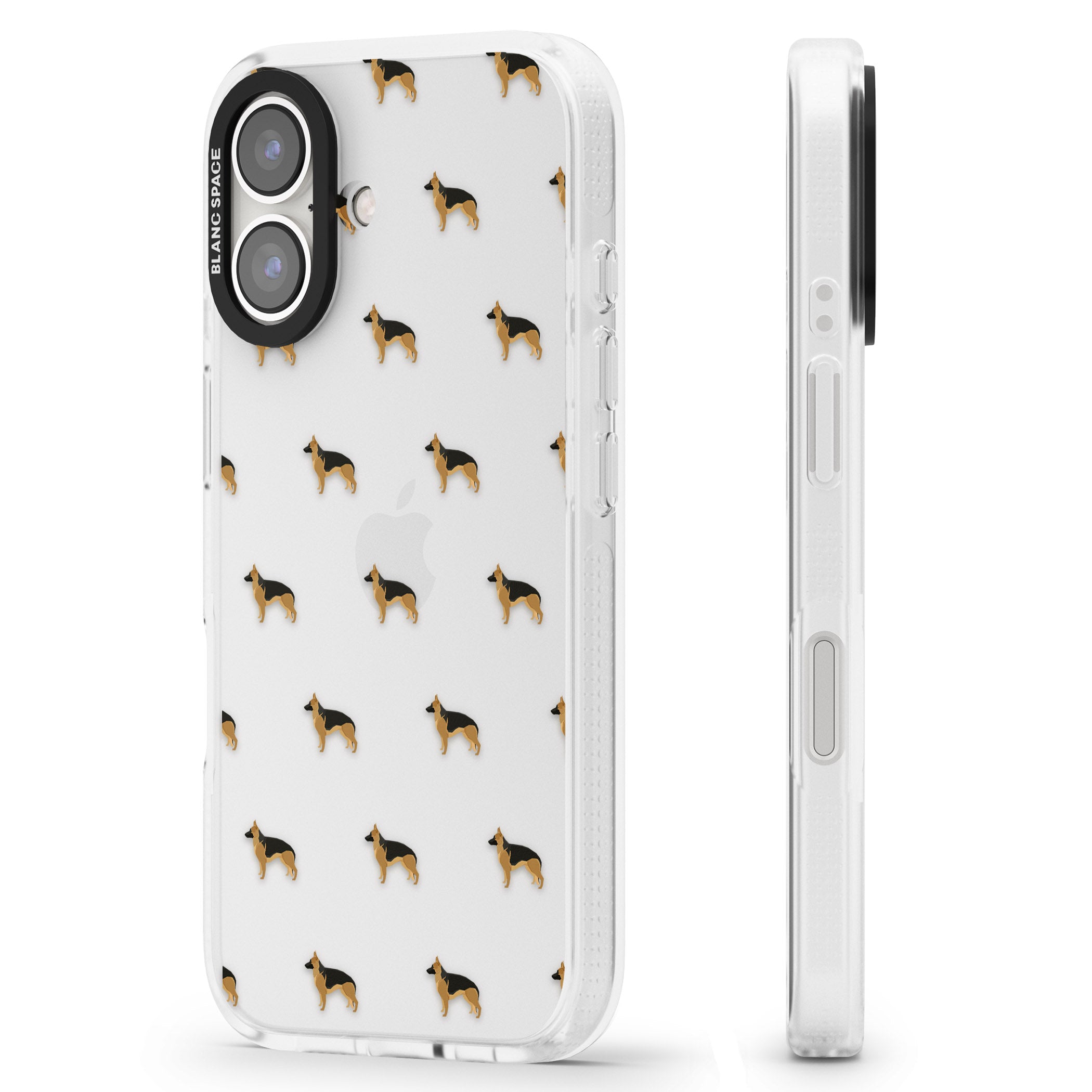 German Sherpard Dog Pattern Clear iPhone 16 / 16 Plus Clear Case Impact Air - Blanc Space