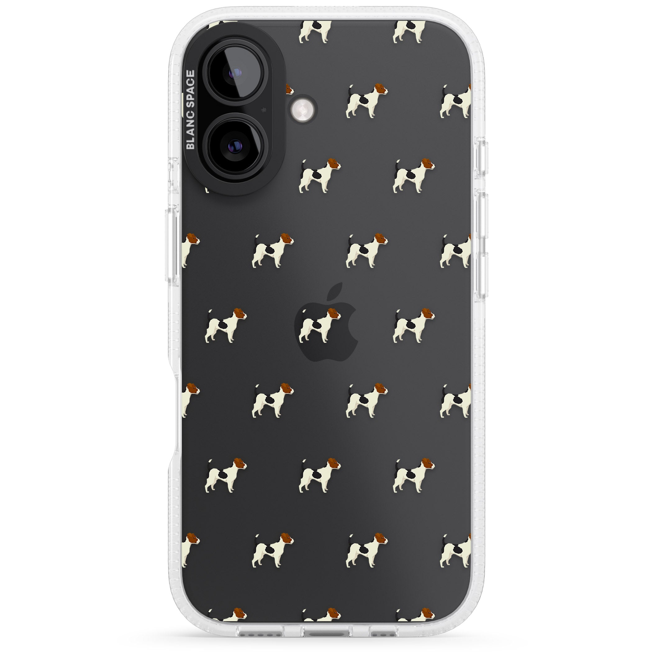 Jack Russell Terrier Dog Pattern Clear iPhone 16 / 16 Plus Clear Case Impact Air - Blanc Space