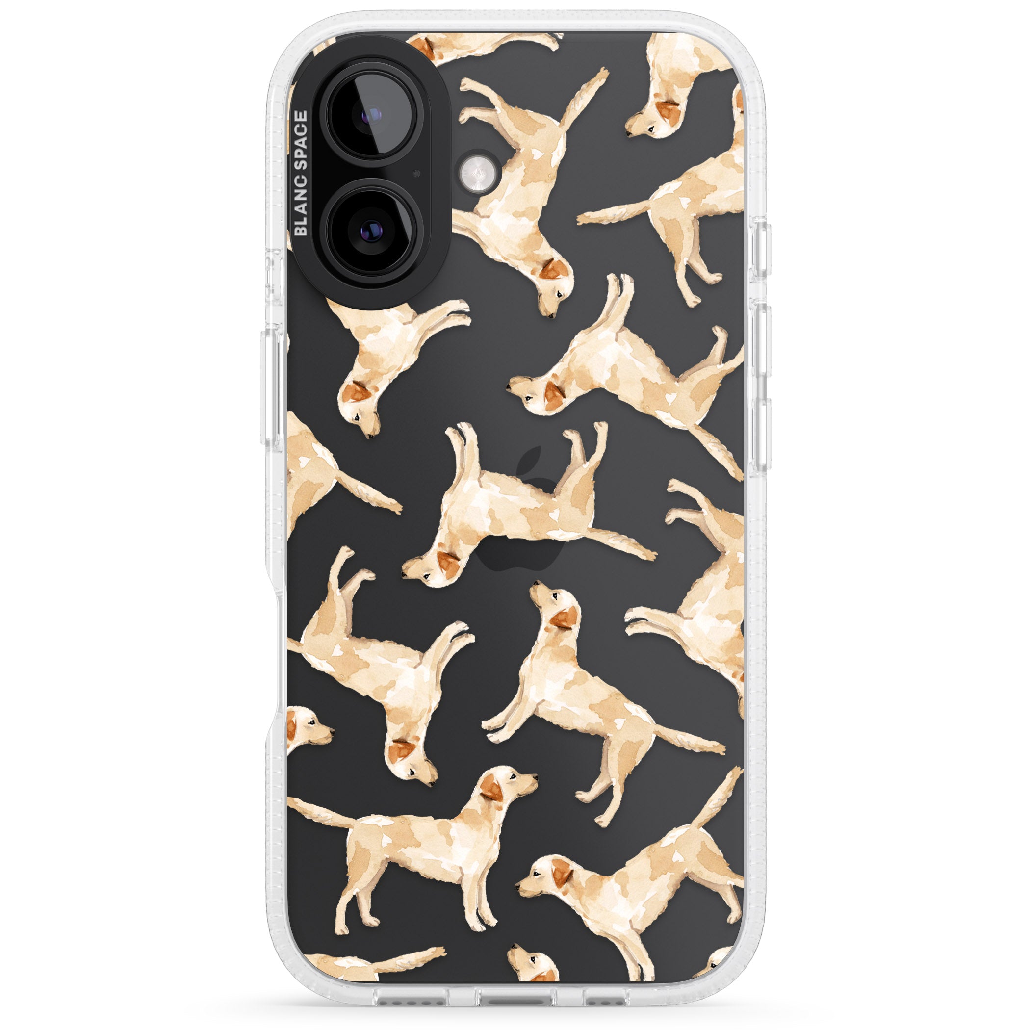 Yellow Labrador Watercolour Dog Pattern iPhone 16 / 16 Plus Clear Case Impact Air - Blanc Space