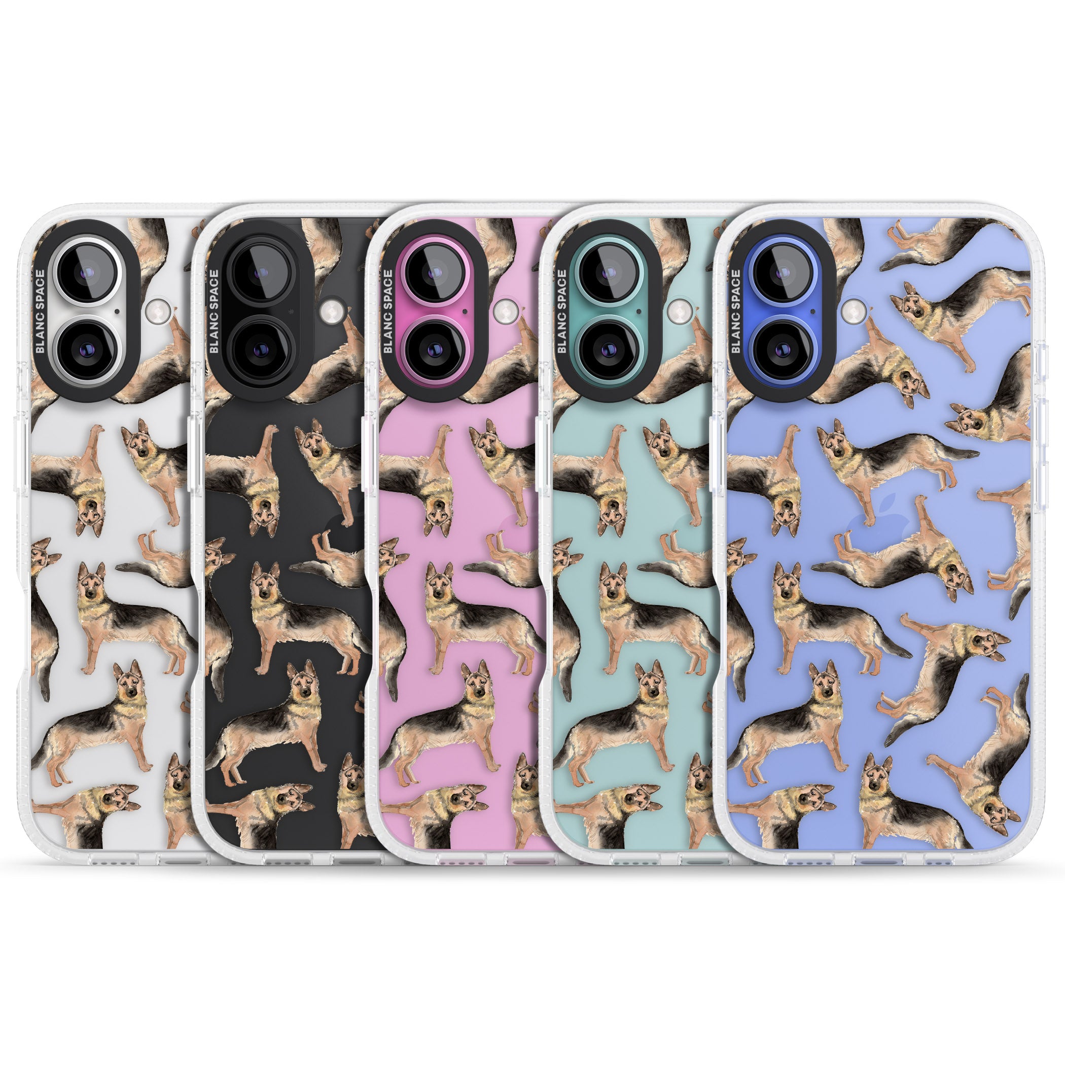 German Shepherd Watercolour Dog Pattern iPhone 16 / 16 Plus Clear Case Impact Air - Blanc Space