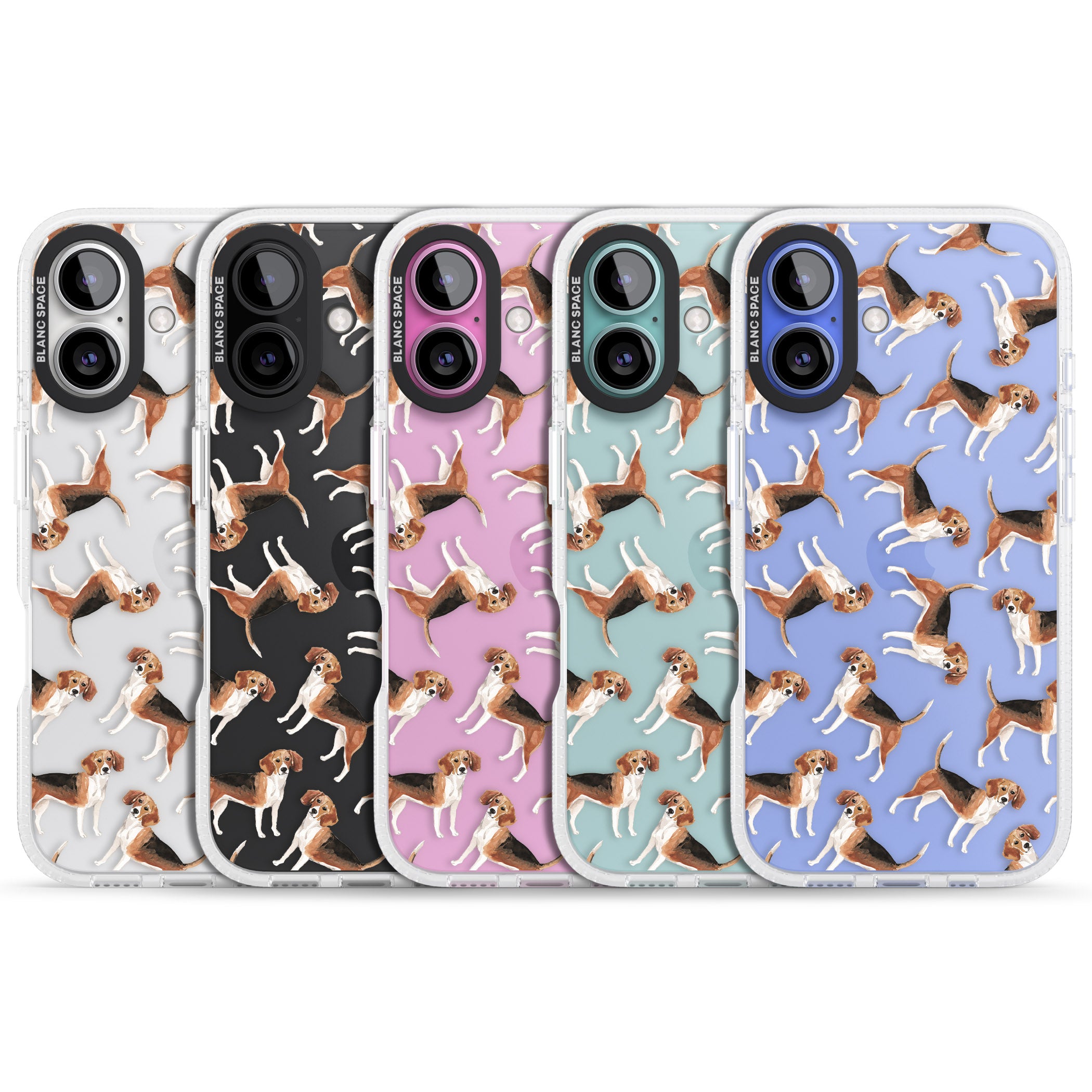 Beagle Watercolour Dog Pattern iPhone 16 / 16 Plus Clear Case Impact Air - Blanc Space