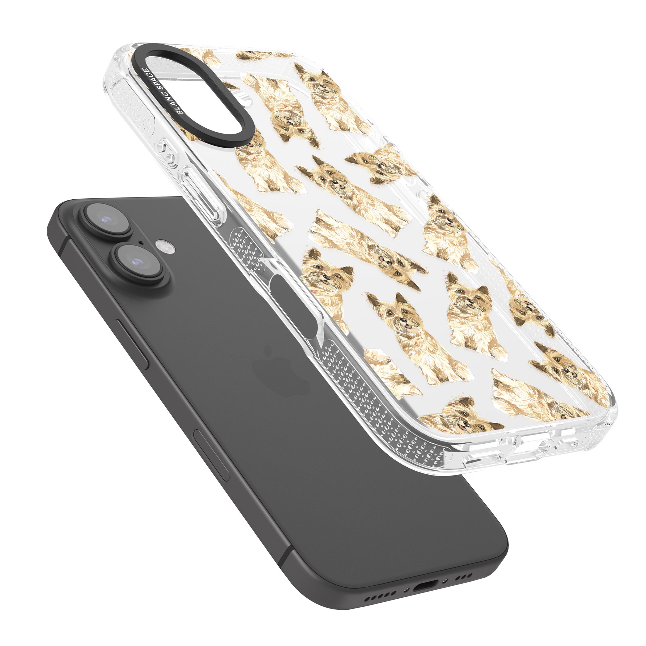 Cairn Terrier Watercolour Dog Pattern iPhone 16 / 16 Plus Clear Case Impact Air - Blanc Space
