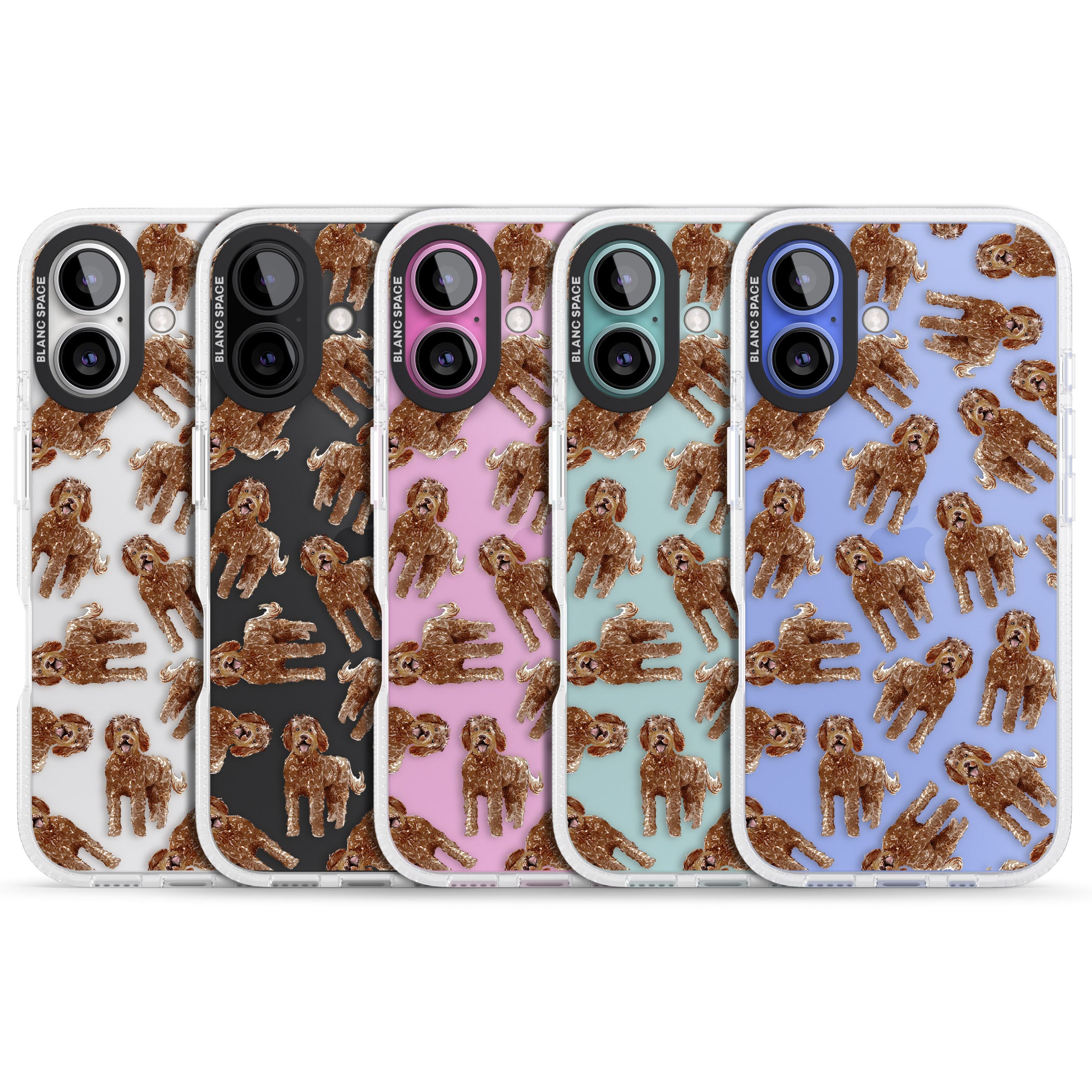 Labradoodle (Brown) Watercolour Dog Pattern iPhone 16 / 16 Plus Clear Case Impact Air - Blanc Space
