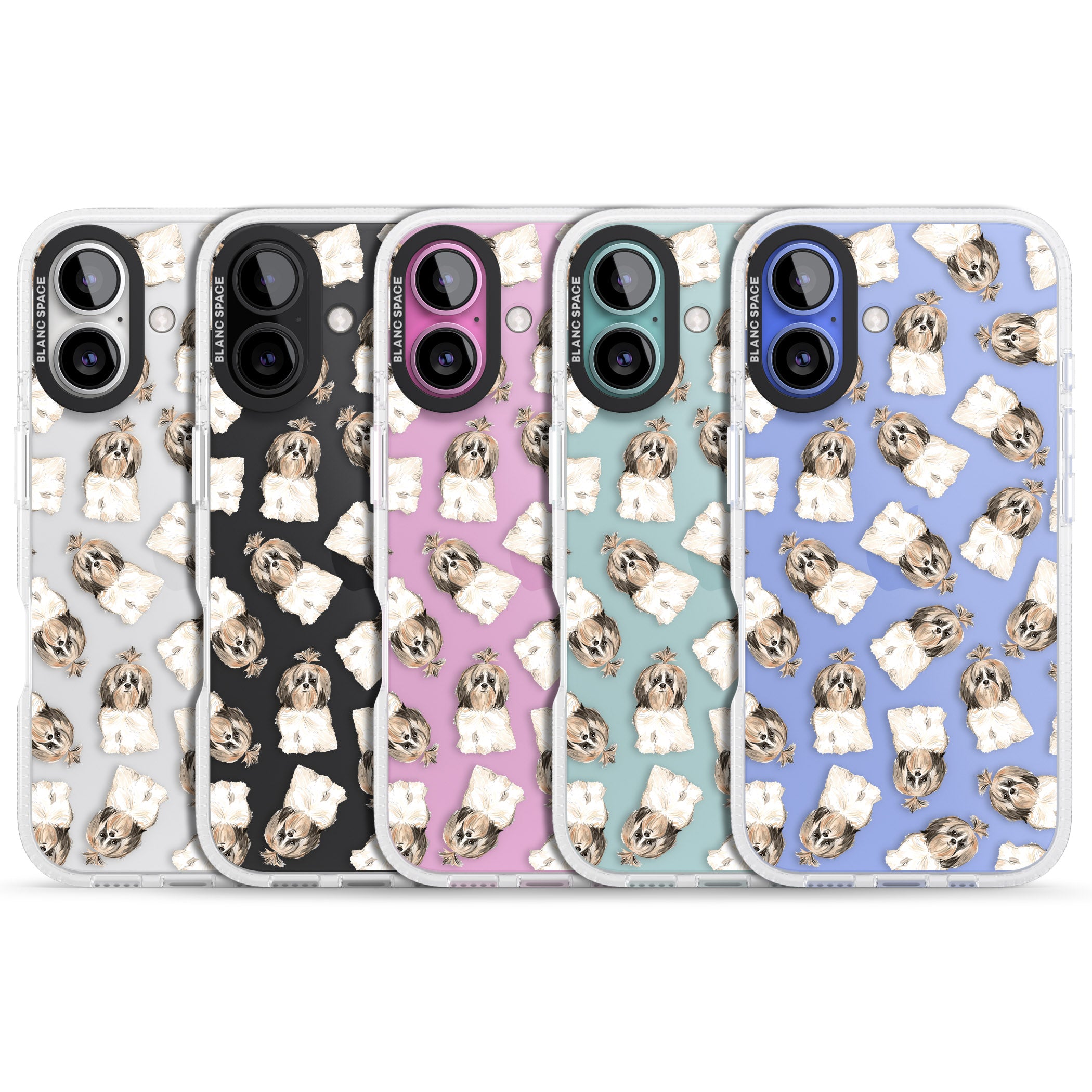 Shih tzu (Long Hair) Watercolour Dog Pattern iPhone 16 / 16 Plus Clear Case Impact Air - Blanc Space