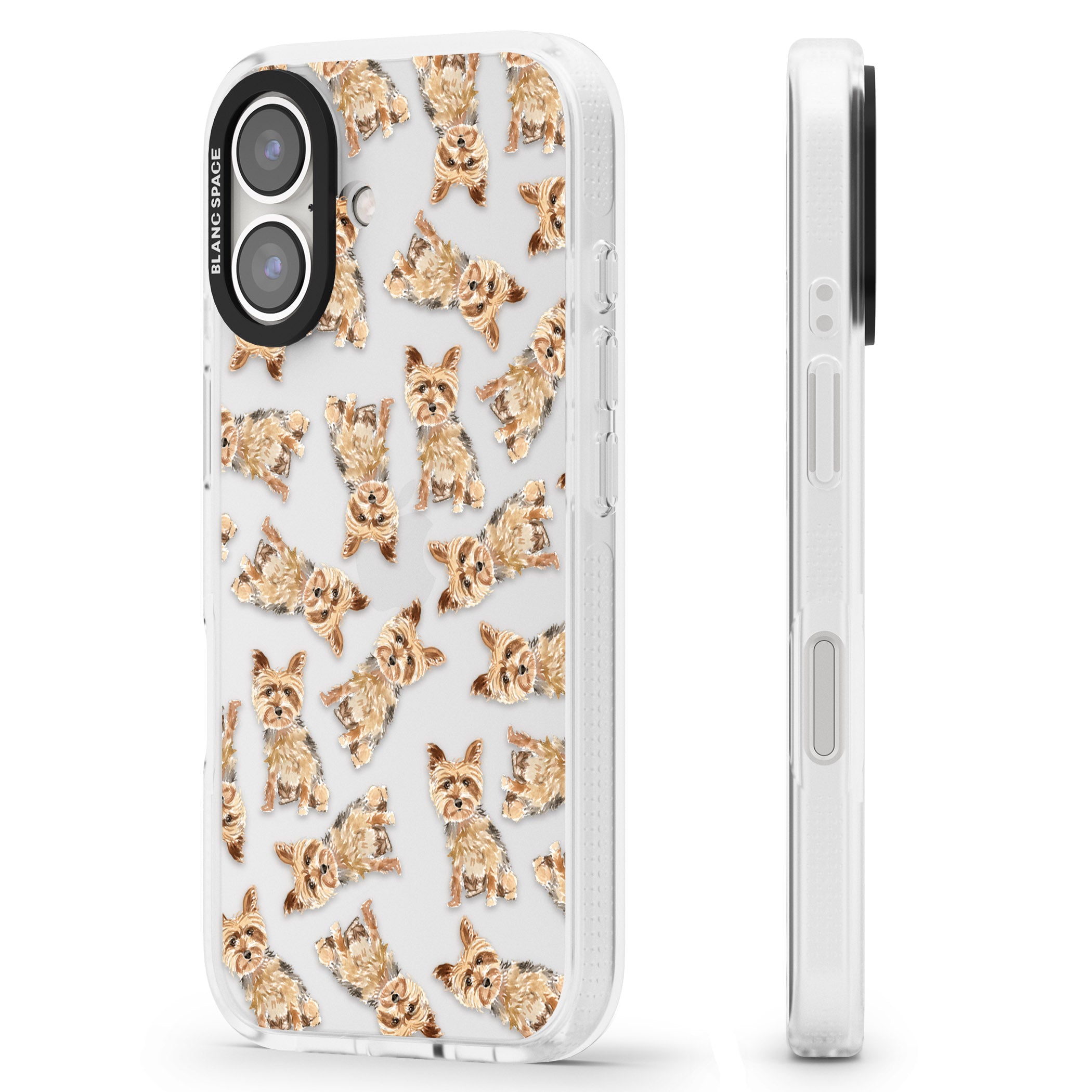 Yorkshire Terrier Watercolour Dog Pattern iPhone 16 / 16 Plus Clear Case Impact Air - Blanc Space