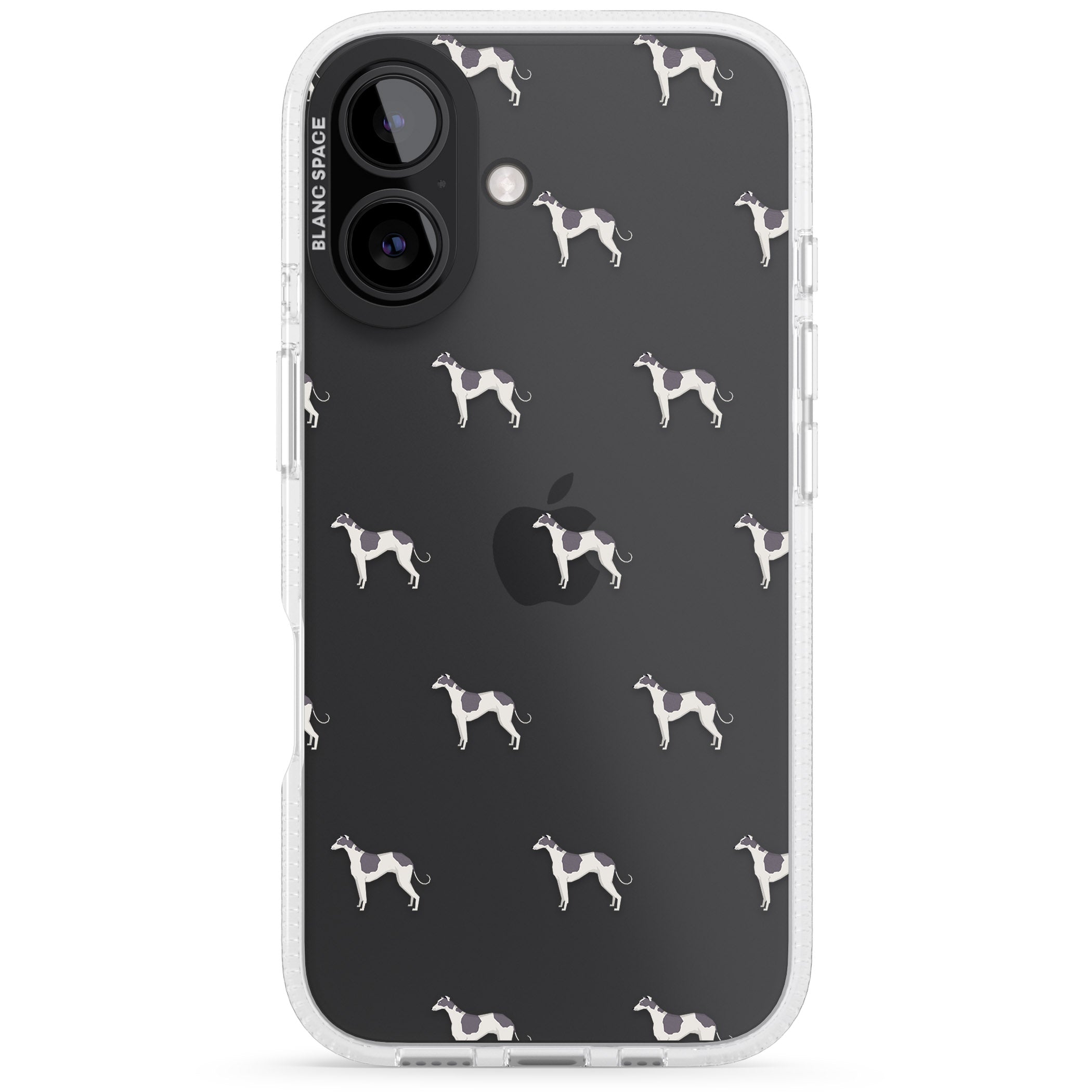 Greyhound Dog Pattern Clear iPhone 16 / 16 Plus Clear Case Impact Air - Blanc Space