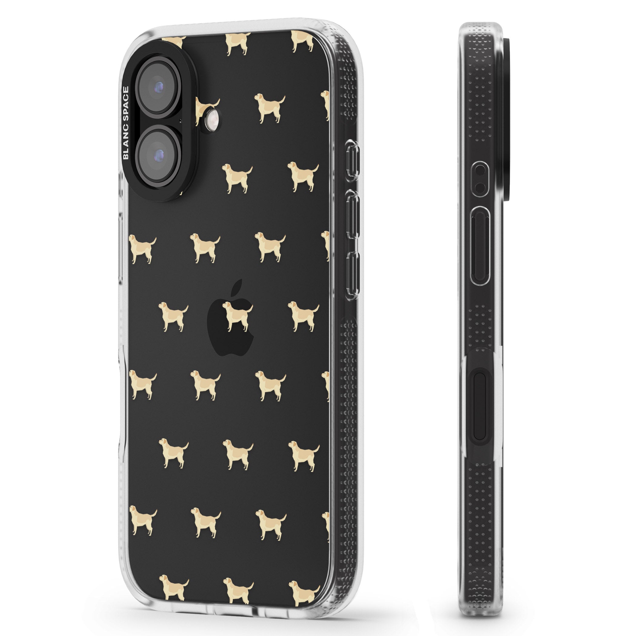 Tan Labrador Dog Pattern Clear iPhone 16 / 16 Plus Clear Case Impact Air - Blanc Space
