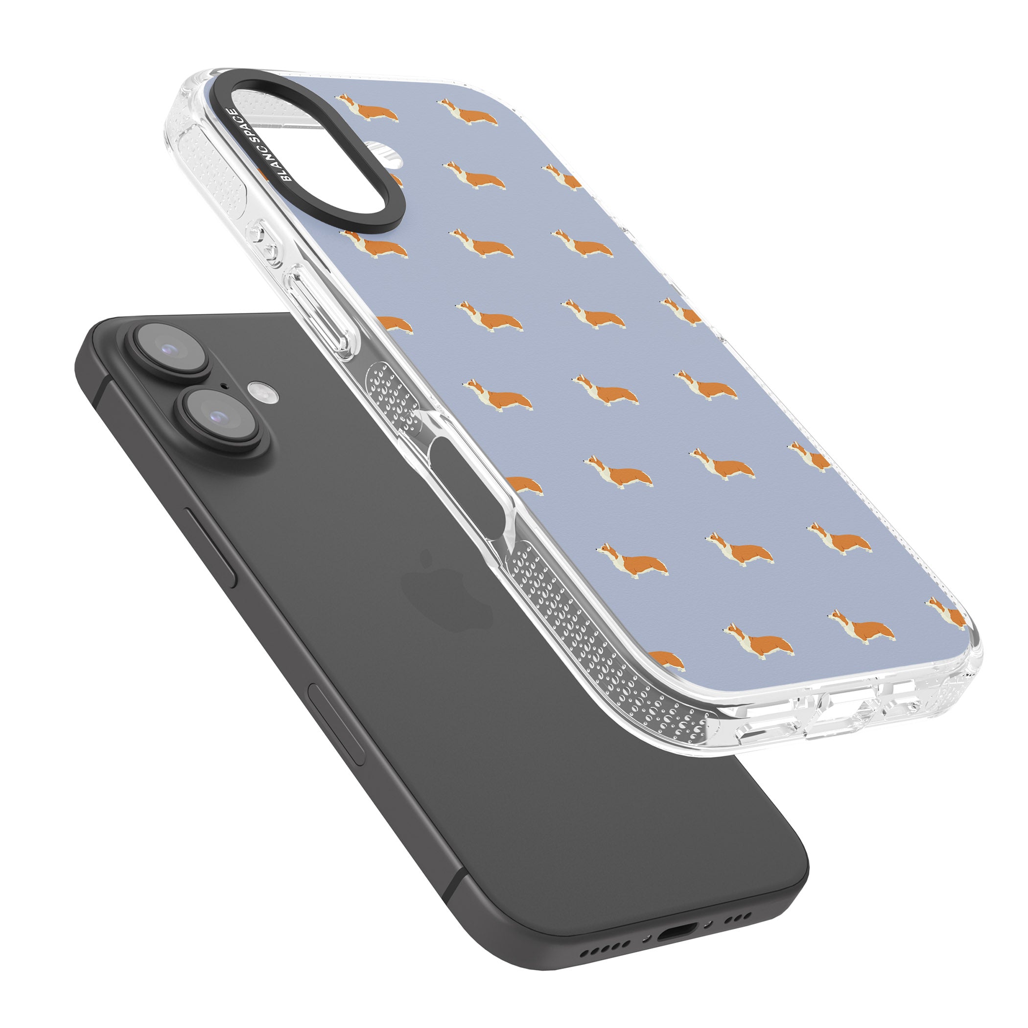 Pembroke Welsh Corgi Dog Pattern iPhone 16 / 16 Plus Clear Case Impact Air - Blanc Space